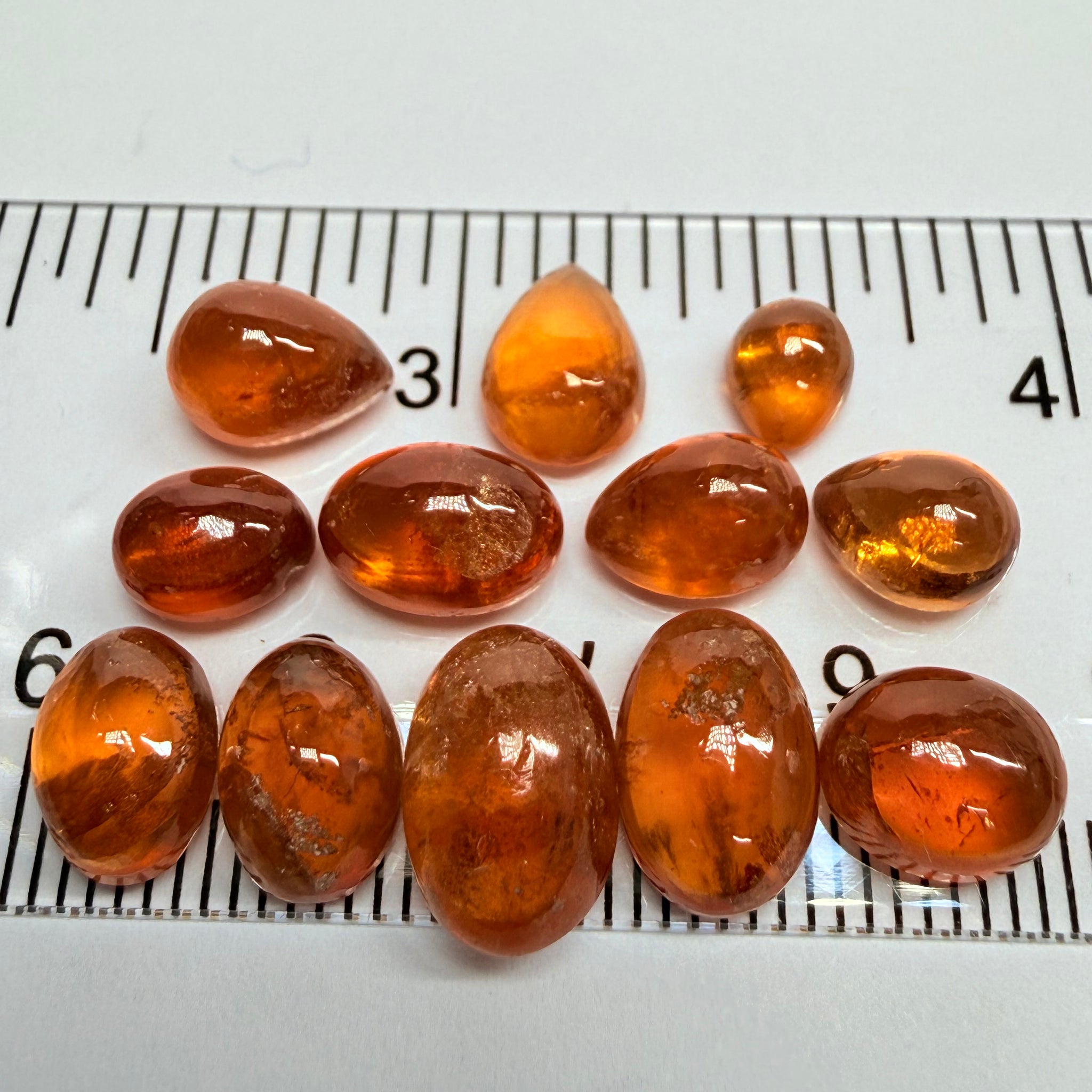Mandarin Garnet Cabochon Lot, Reddish Orange, 28.01ct, Tanzania, Untreated Unheated, slightly lower quality than the other ones we have on website