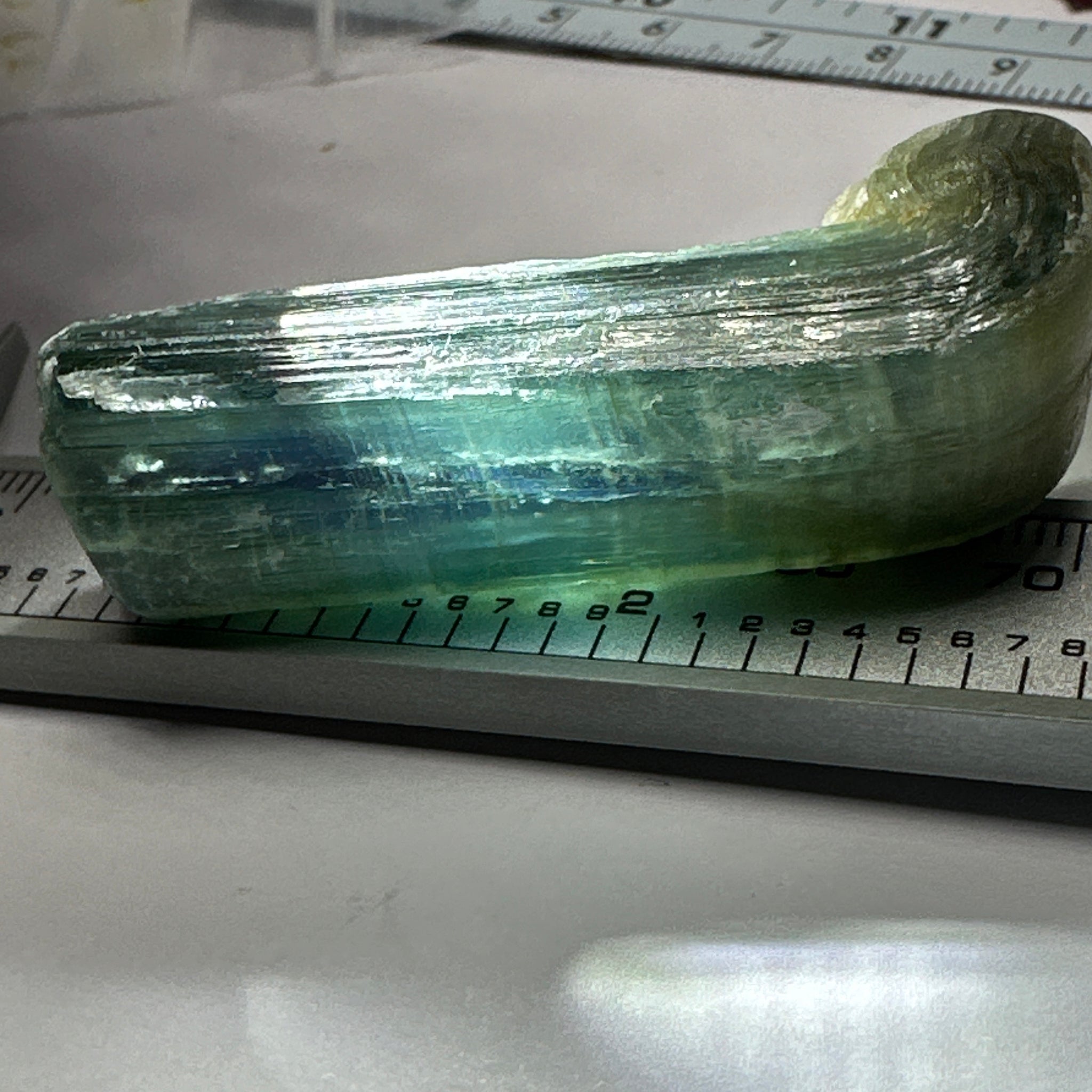 Blue Kyanite Crystal, 129.30ct, Kenya, Untreated Unheated, naturally curved