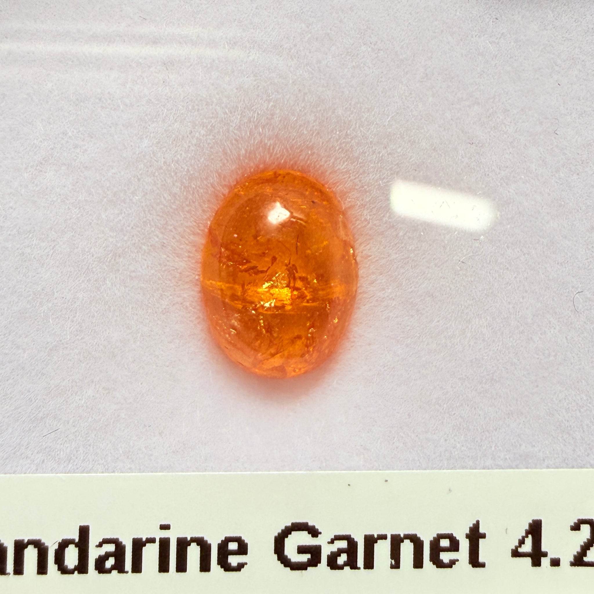 Mandarin Spessartite Cabochon, 4.27ct, Loliondo, Tanzania, Untreated Unheated