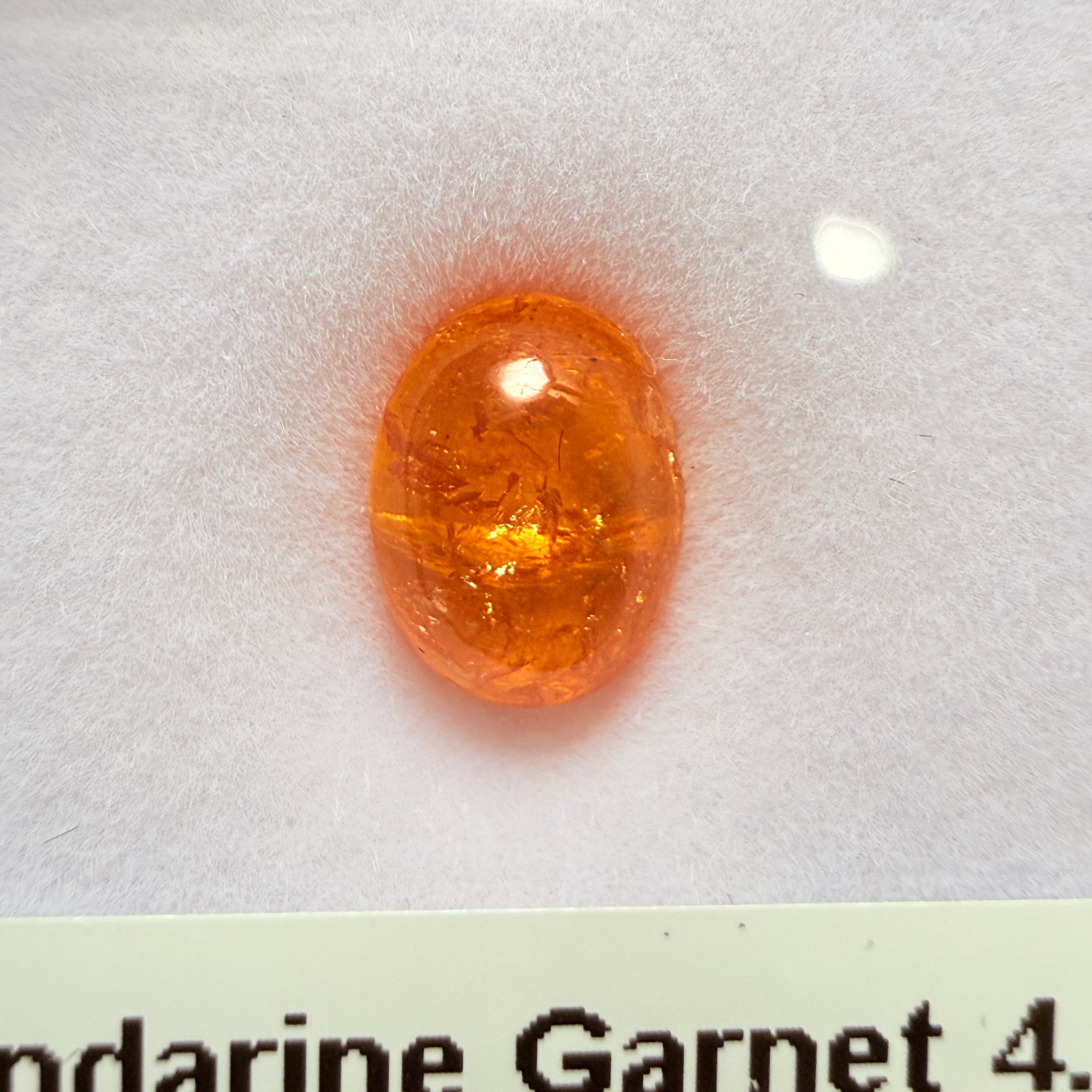 Mandarin Spessartite Cabochon, 4.27ct, Loliondo, Tanzania, Untreated Unheated