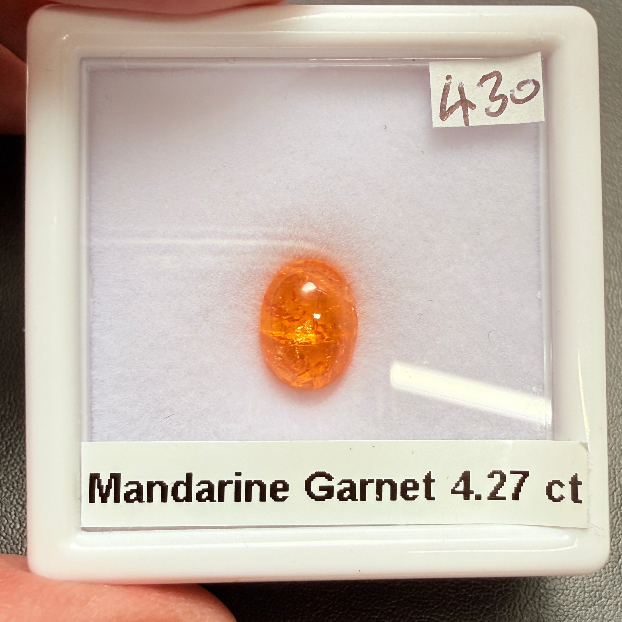 Mandarin Spessartite Cabochon, 4.27ct, Loliondo, Tanzania, Untreated Unheated