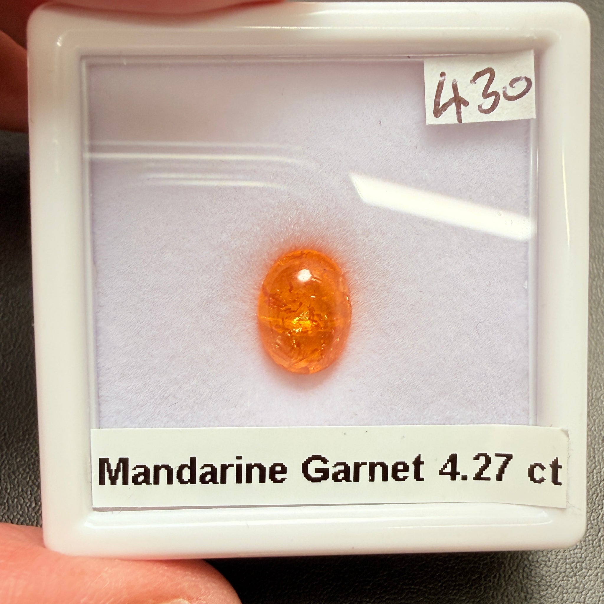 Mandarin Spessartite Cabochon, 4.27ct, Loliondo, Tanzania, Untreated Unheated