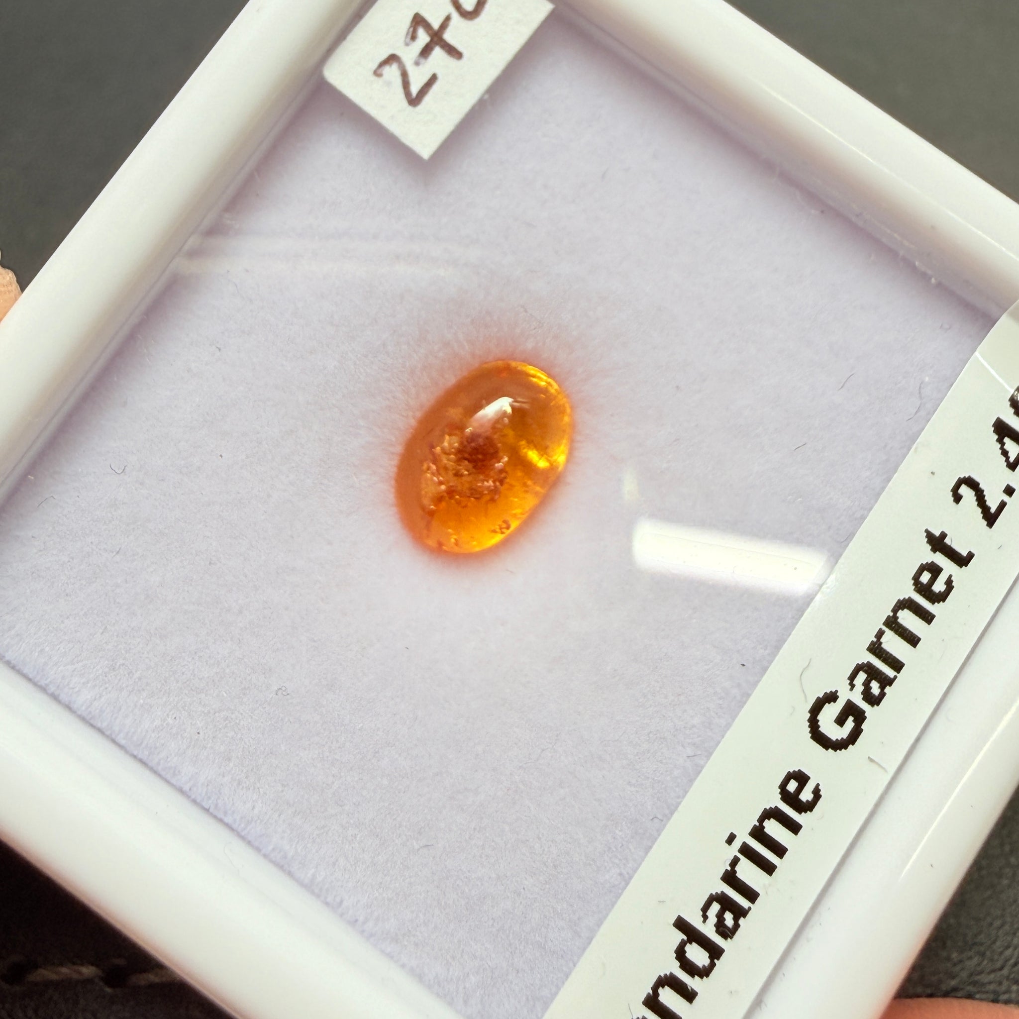 Mandarin Spessartite Cabochon, 2.40ct, Loliondo, Tanzania, Untreated Unheated