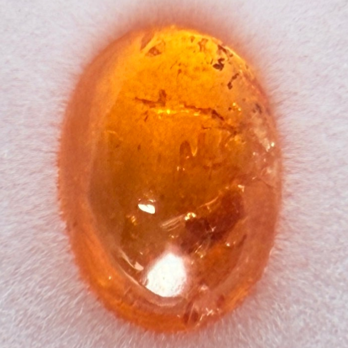 Mandarin Spessartite Cabochon, 4.10ct, Loliondo, Tanzania, Untreated Unheated