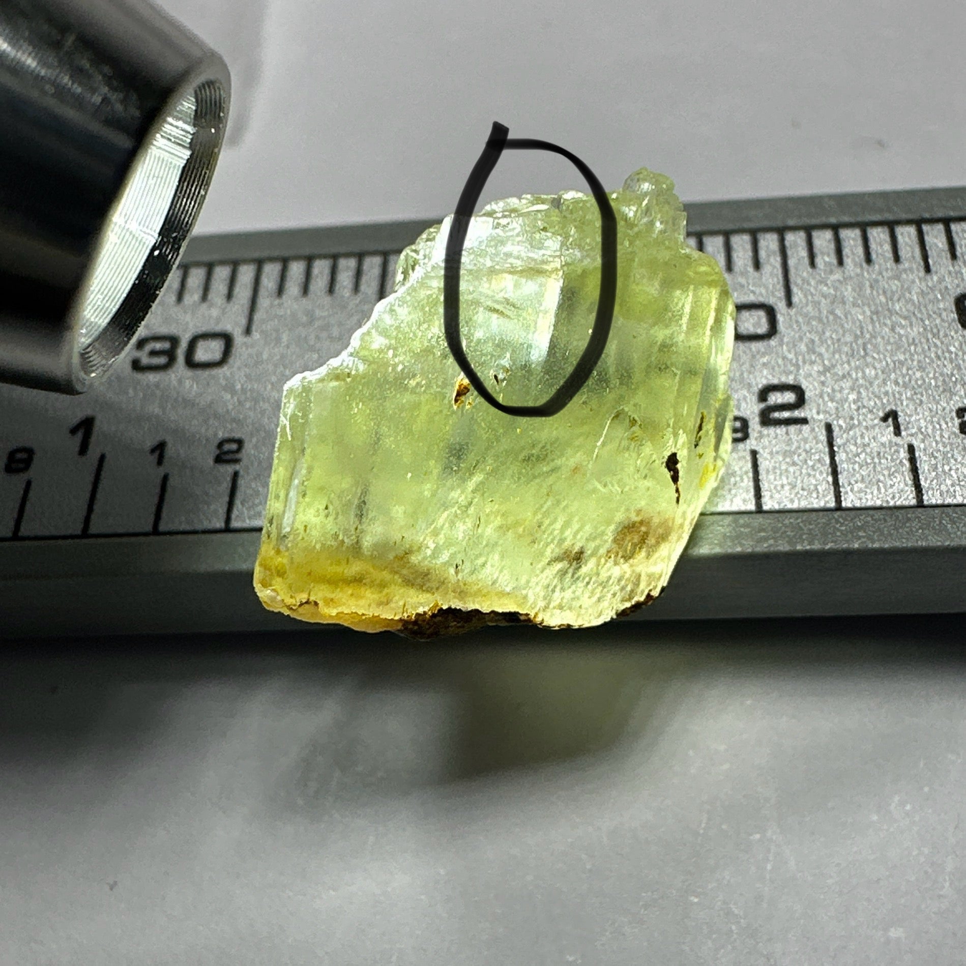 Tremolite Crystal, 13.66ct, Merelani, Tanzania, Untreated Unheated. Crack inside, the rest is vvs-if, see pic. Beautiful soft lime green colour