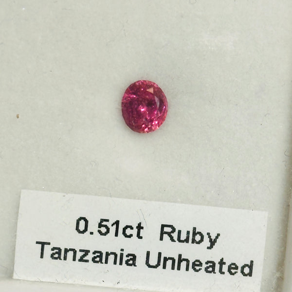 0.51ct Winza Ruby, Tanzania, Unheated Untreated. Native cut