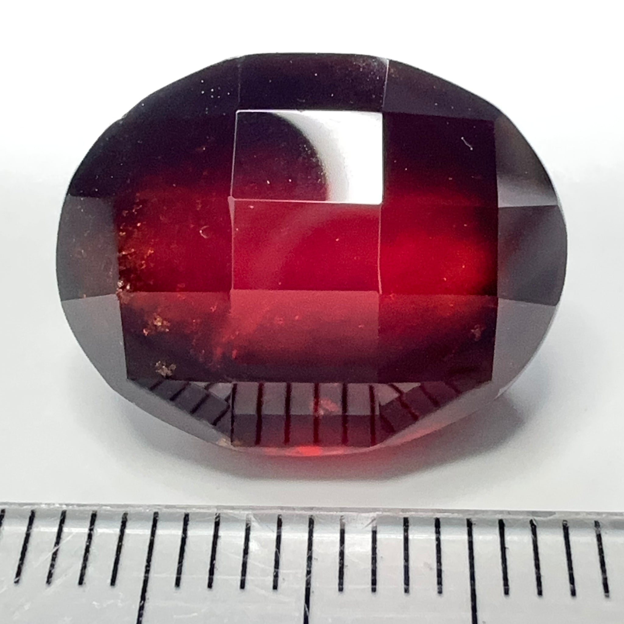 Hessonite Garnet, 19.01ct, Faceted Checkerboard Top, Tanzania, Untreated Unheated