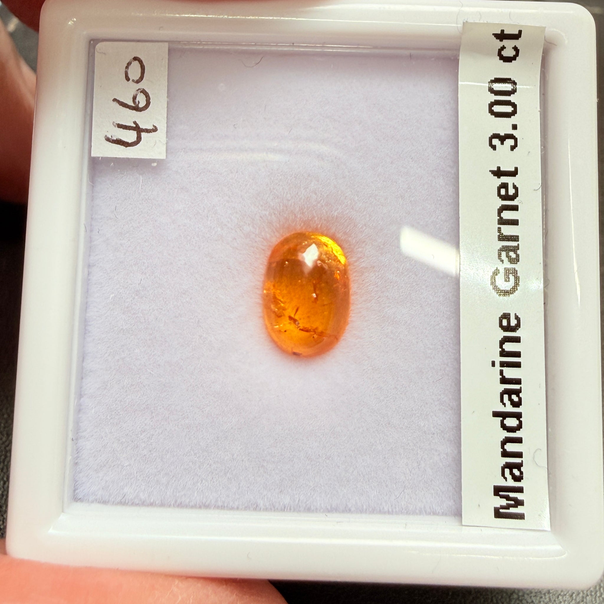 Mandarin Spessartite Cabochon, 3.00ct, Loliondo, Tanzania, Untreated Unheated