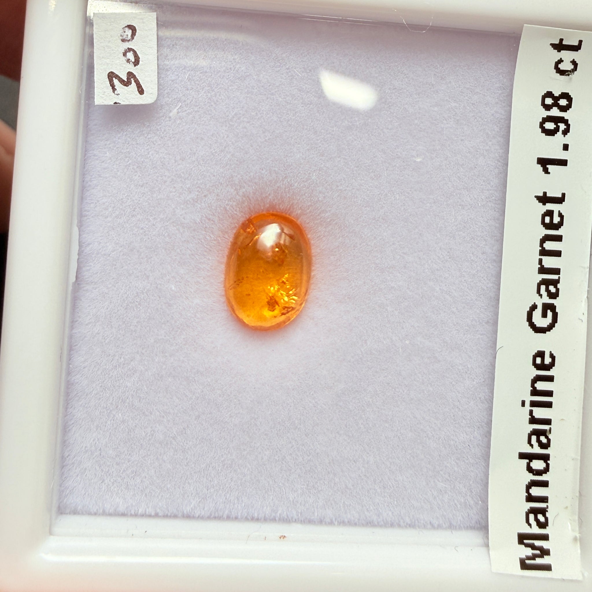 Mandarin Spessartite Cabochon, 1.98ct, Loliondo, Tanzania, Untreated Unheated