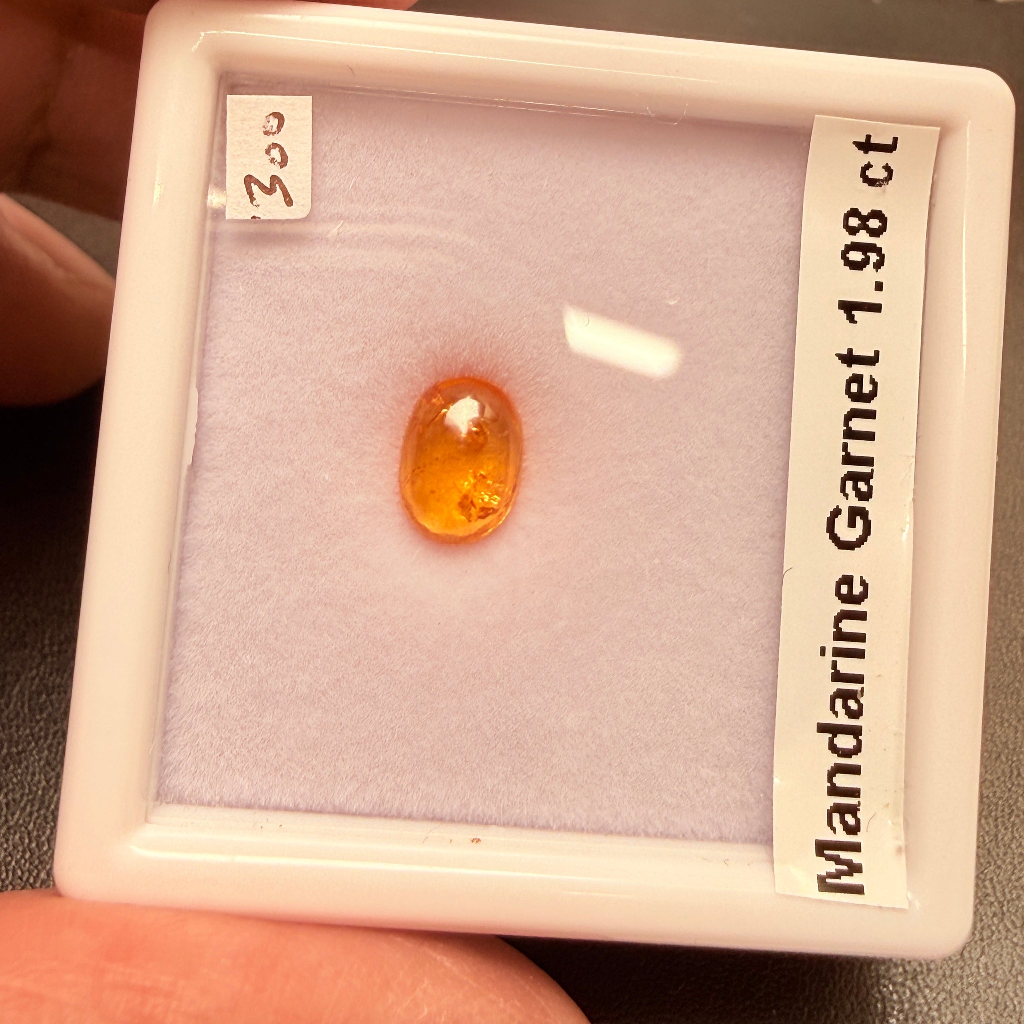 Mandarin Spessartite Cabochon, 1.98ct, Loliondo, Tanzania, Untreated Unheated
