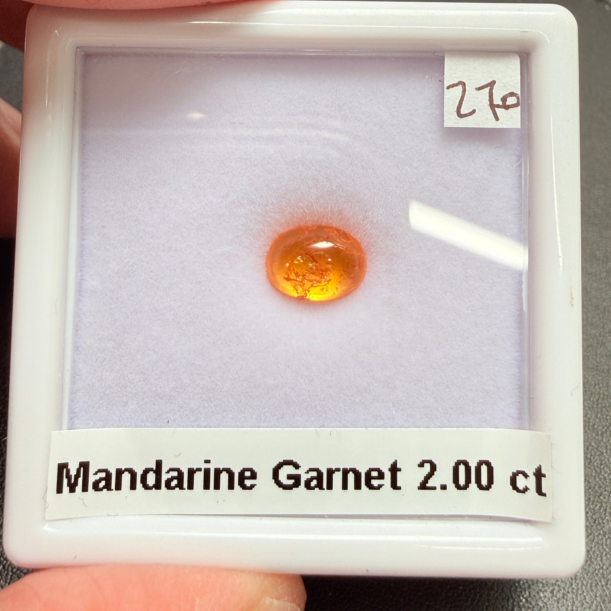 Mandarin Spessartite Cabochon, 2.00ct, Loliondo, Tanzania, Untreated Unheated