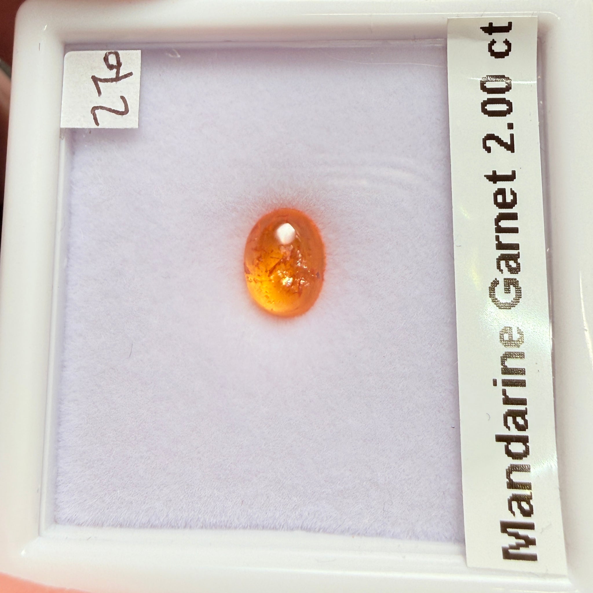 Mandarin Spessartite Cabochon, 2.00ct, Loliondo, Tanzania, Untreated Unheated