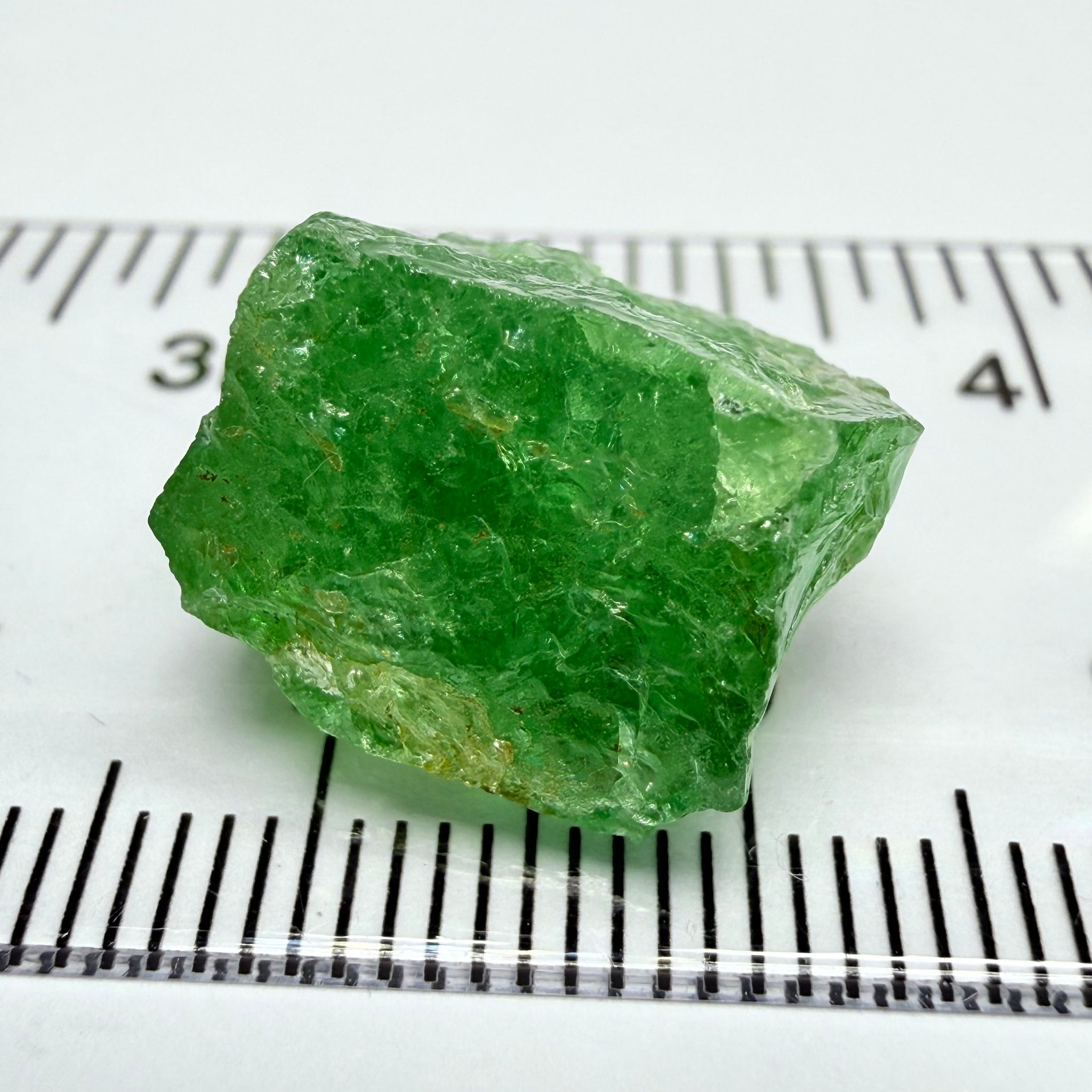 Tsavorite, cab grade rough, 21.93ct, Merelani, Tanzania, Untreated Unheated, see backlit photos