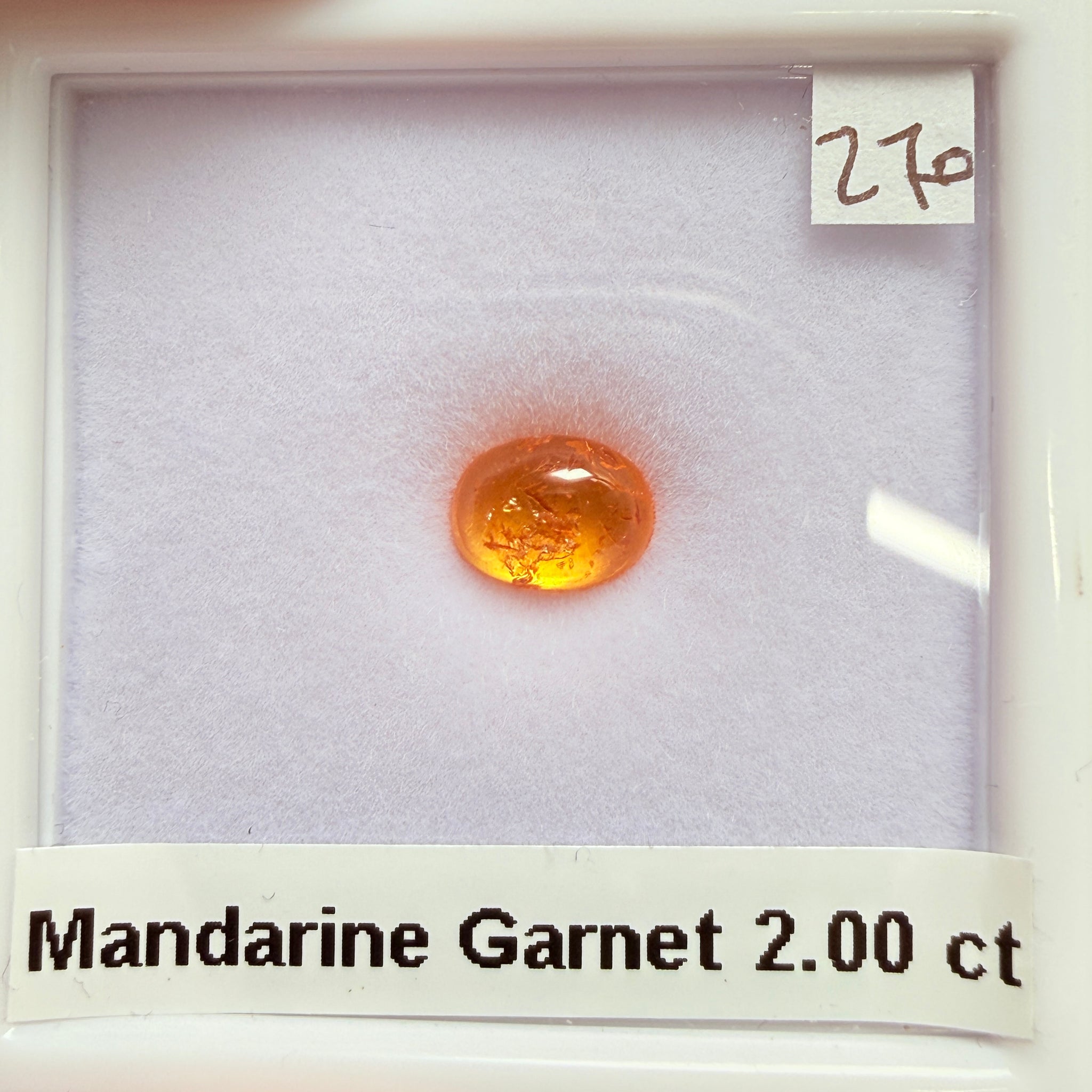 Mandarin Spessartite Cabochon, 2.00ct, Loliondo, Tanzania, Untreated Unheated