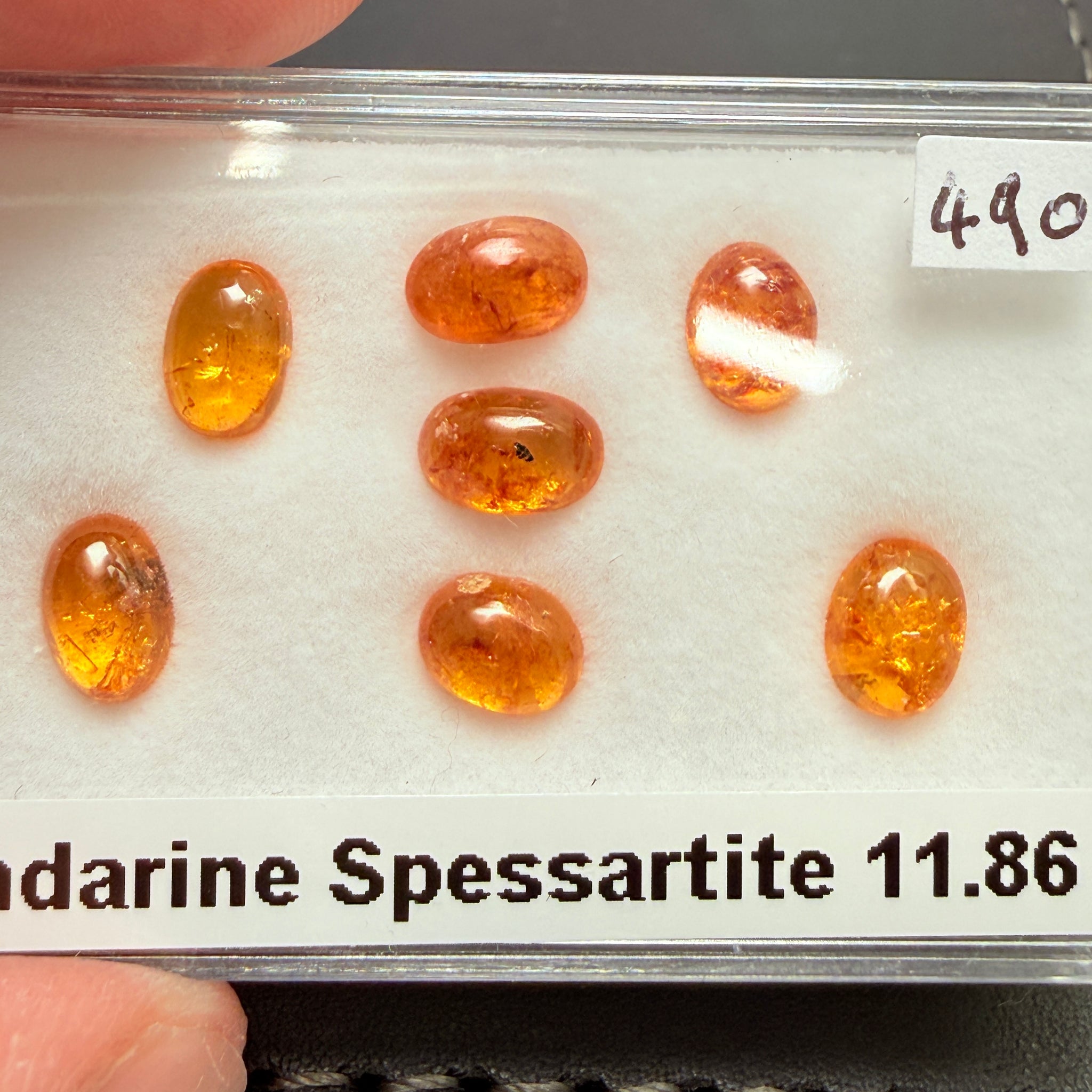 Mandarin Spessartite Garnet Cabochon Lot, 11.86ct, Tanzania, Untreated Unheated