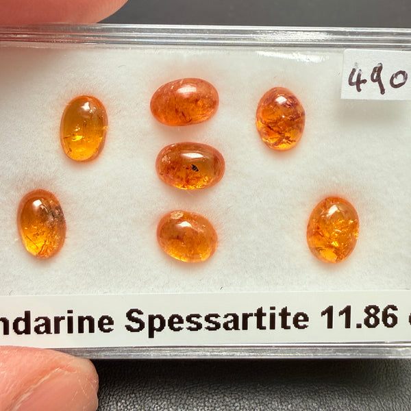 Mandarin Spessartite Garnet Cabochon Lot, 11.86ct, Tanzania, Untreated Unheated