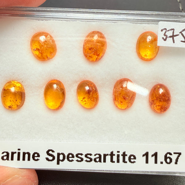 Mandarin Spessartite Garnet Cabochon Lot, 11.67ct, Tanzania, Untreated Unheated