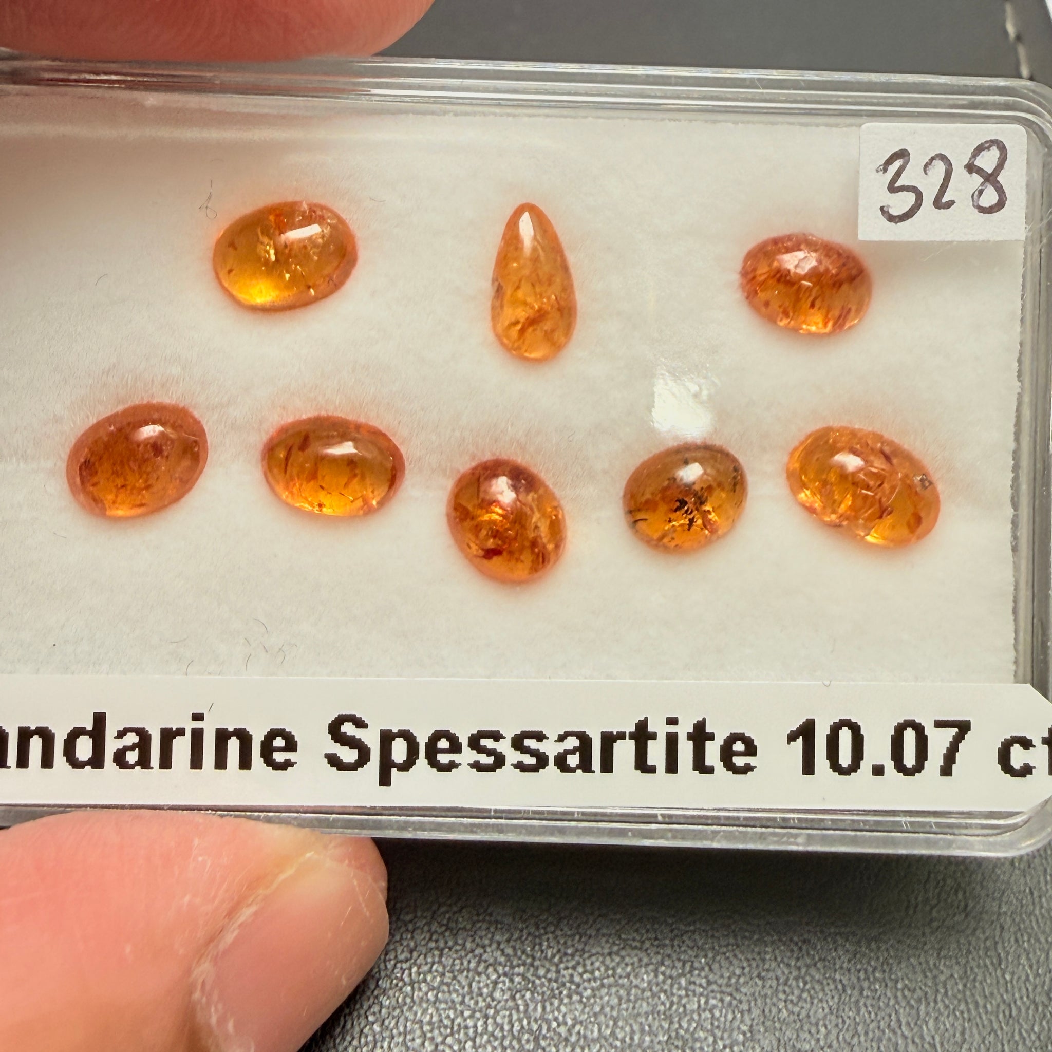 Mandarin Spessartite Garnet Cabochon Lot, 10.07ct, Tanzania, Untreated Unheated