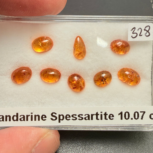 Mandarin Spessartite Garnet Cabochon Lot, 10.07ct, Tanzania, Untreated Unheated