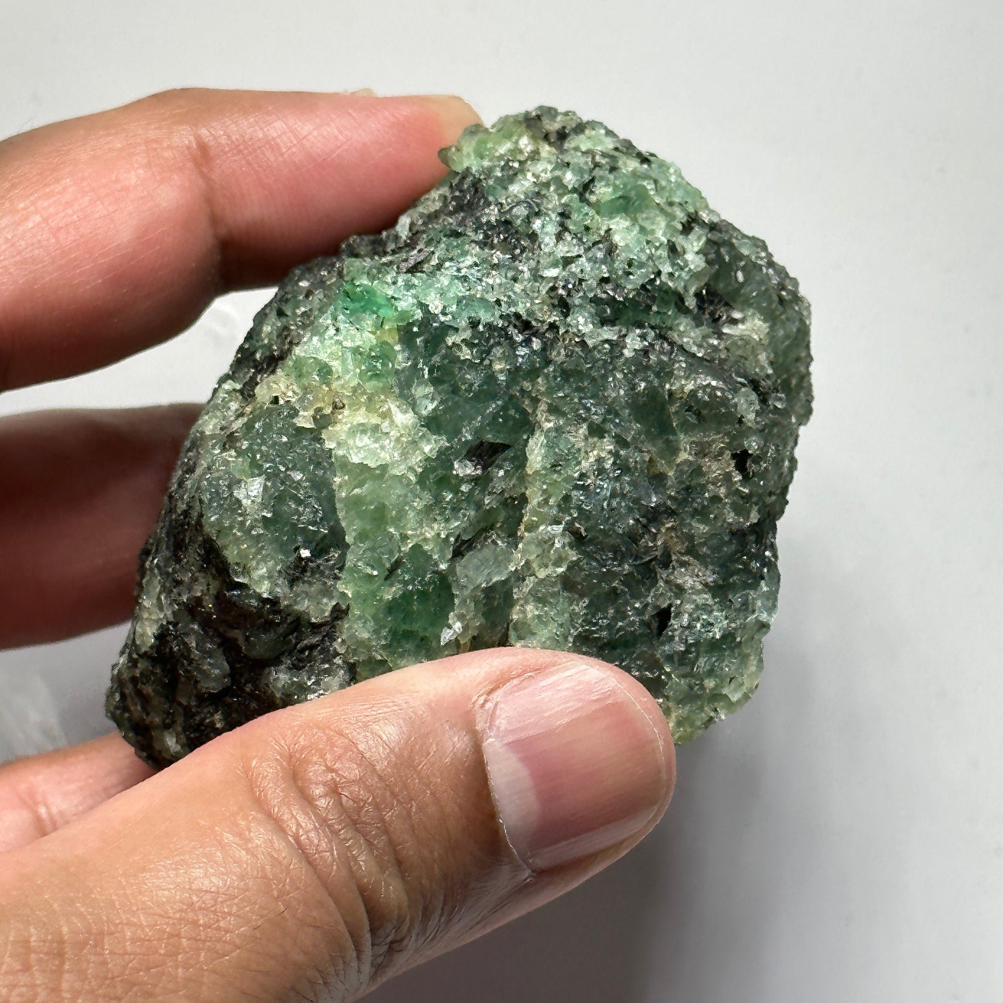 Emerald on Matrix, 170gm, Tanzania, Untreated Unheated, No Oil. 67.7 x 57 x 48.3mm.