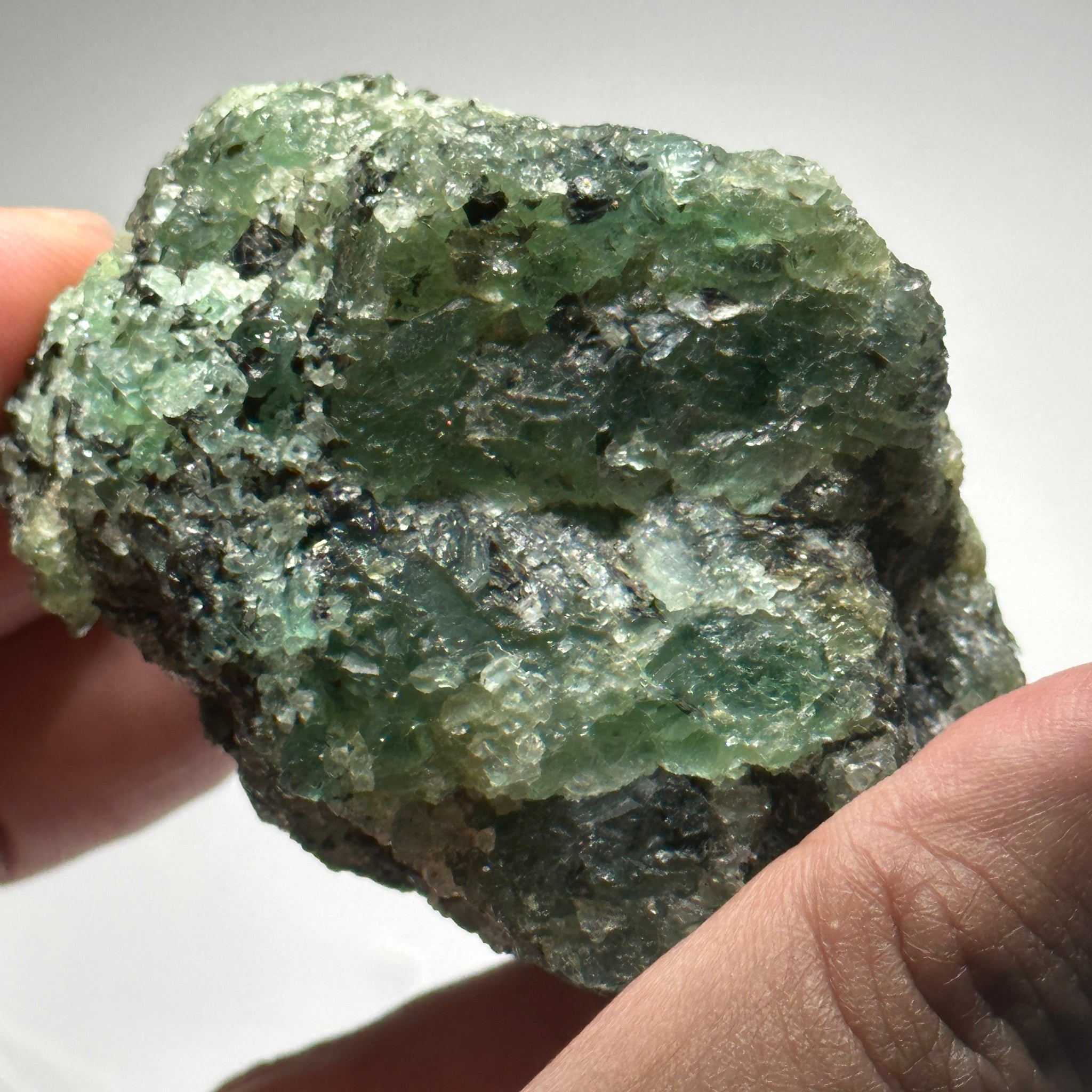 Emerald on Matrix, 170gm, Tanzania, Untreated Unheated, No Oil. 67.7 x 57 x 48.3mm.
