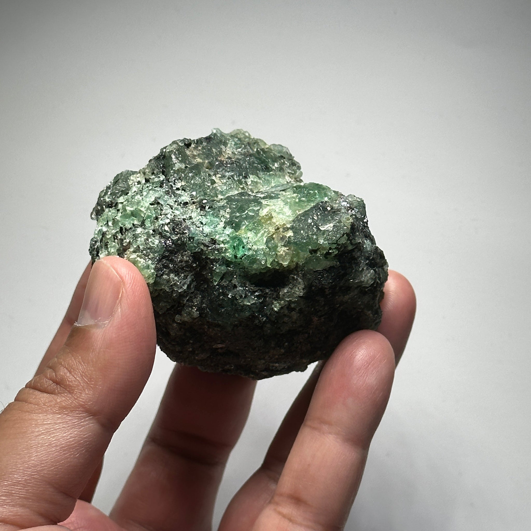 Emerald on Matrix, 170gm, Tanzania, Untreated Unheated, No Oil. 67.7 x 57 x 48.3mm.