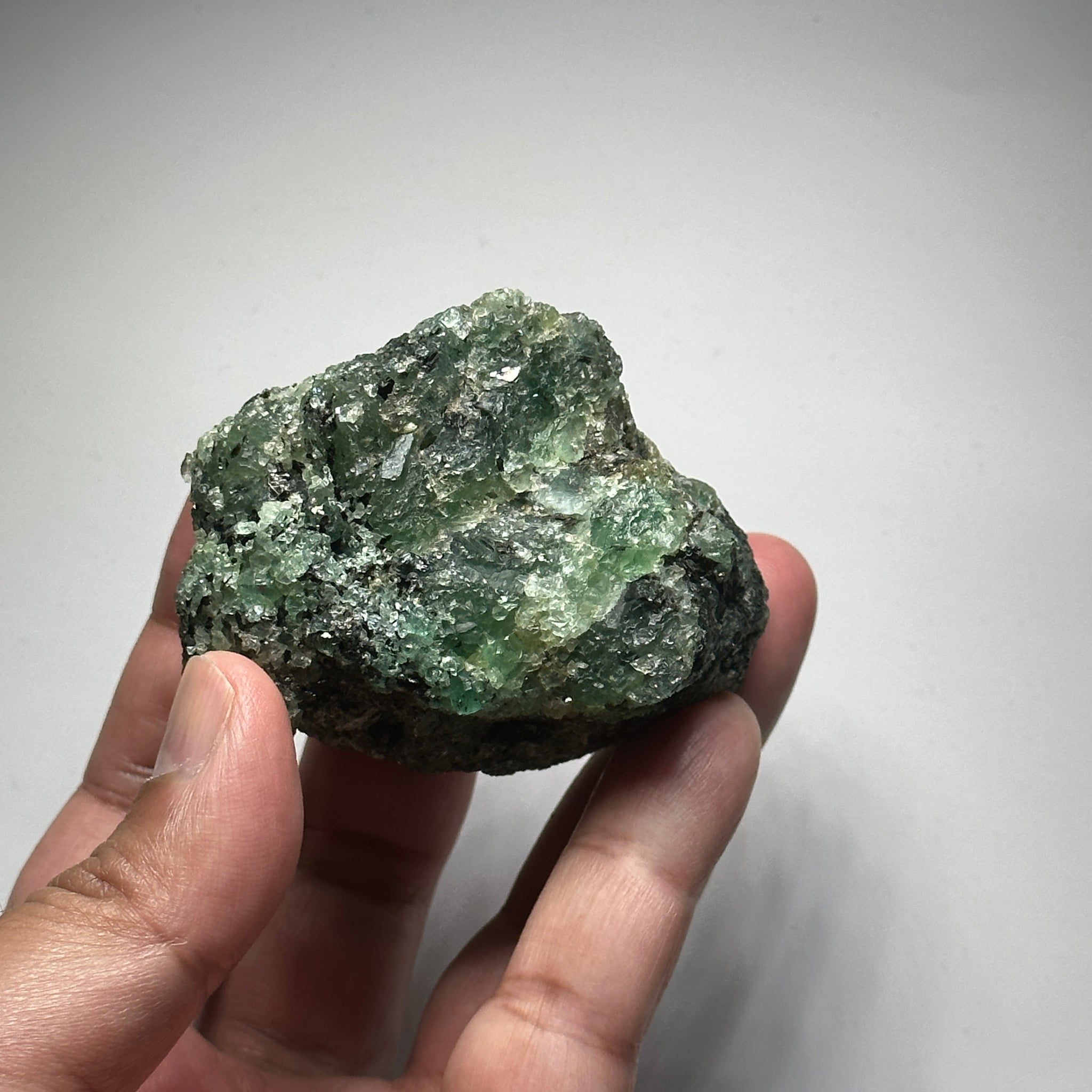 Emerald on Matrix, 170gm, Tanzania, Untreated Unheated, No Oil. 67.7 x 57 x 48.3mm.