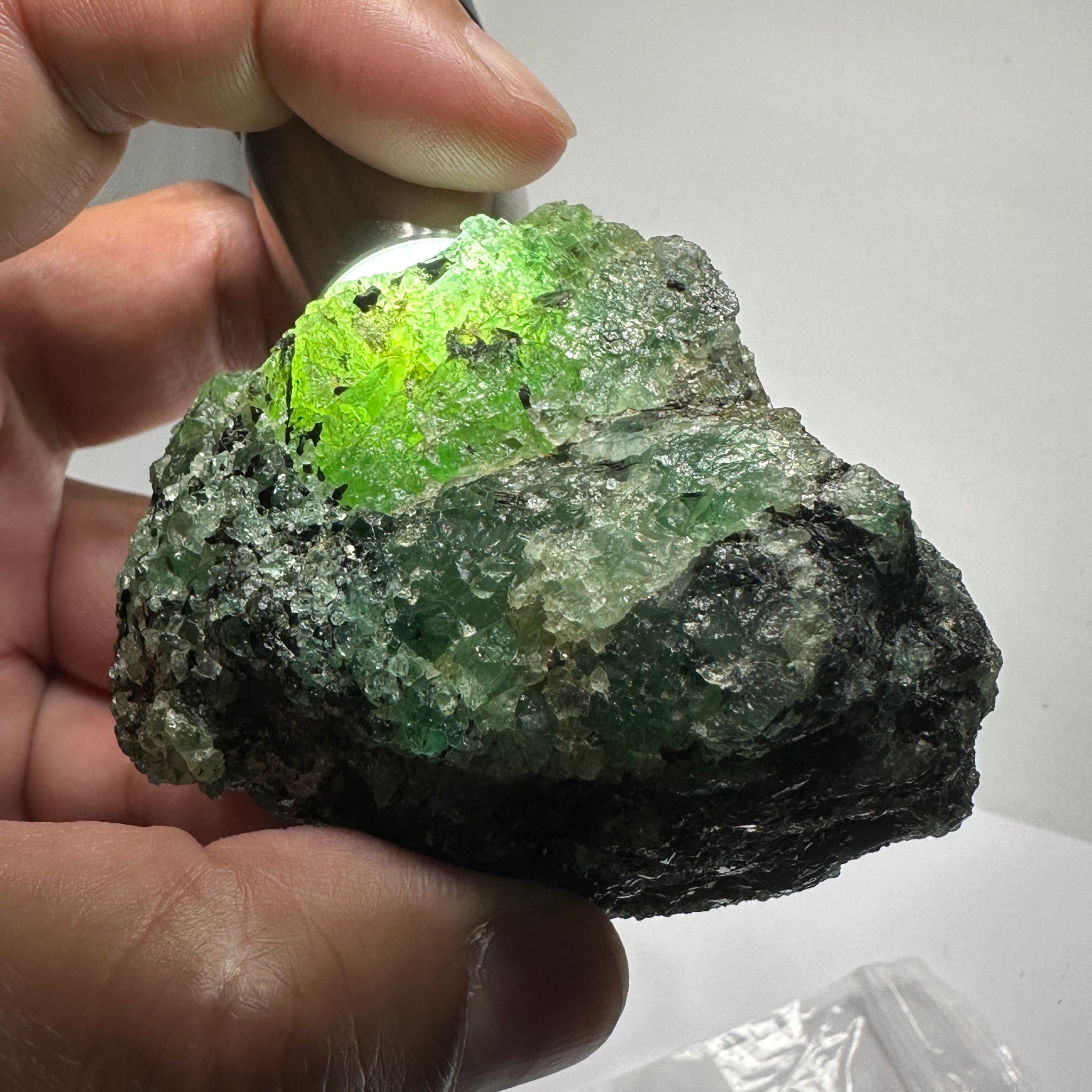 Emerald on Matrix, 170gm, Tanzania, Untreated Unheated, No Oil. 67.7 x 57 x 48.3mm.