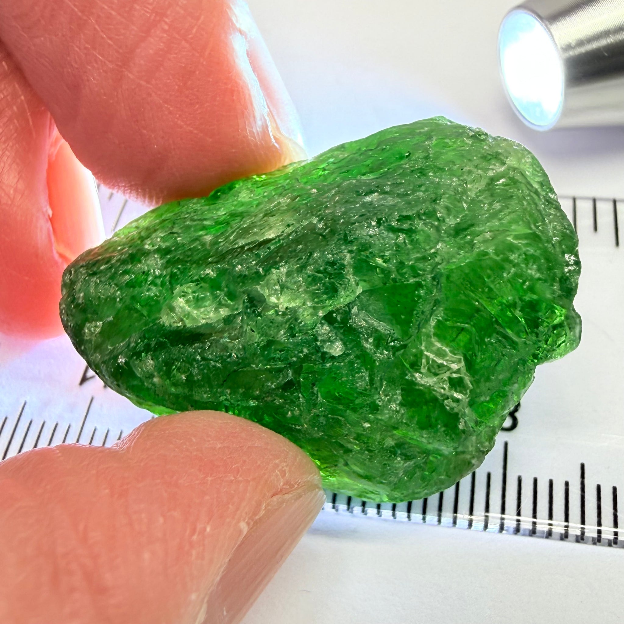 Tsavorite, Cab Grade with Gemmy Portions, 73.01ct, Merelani, Tanzania, Untreated Unheated