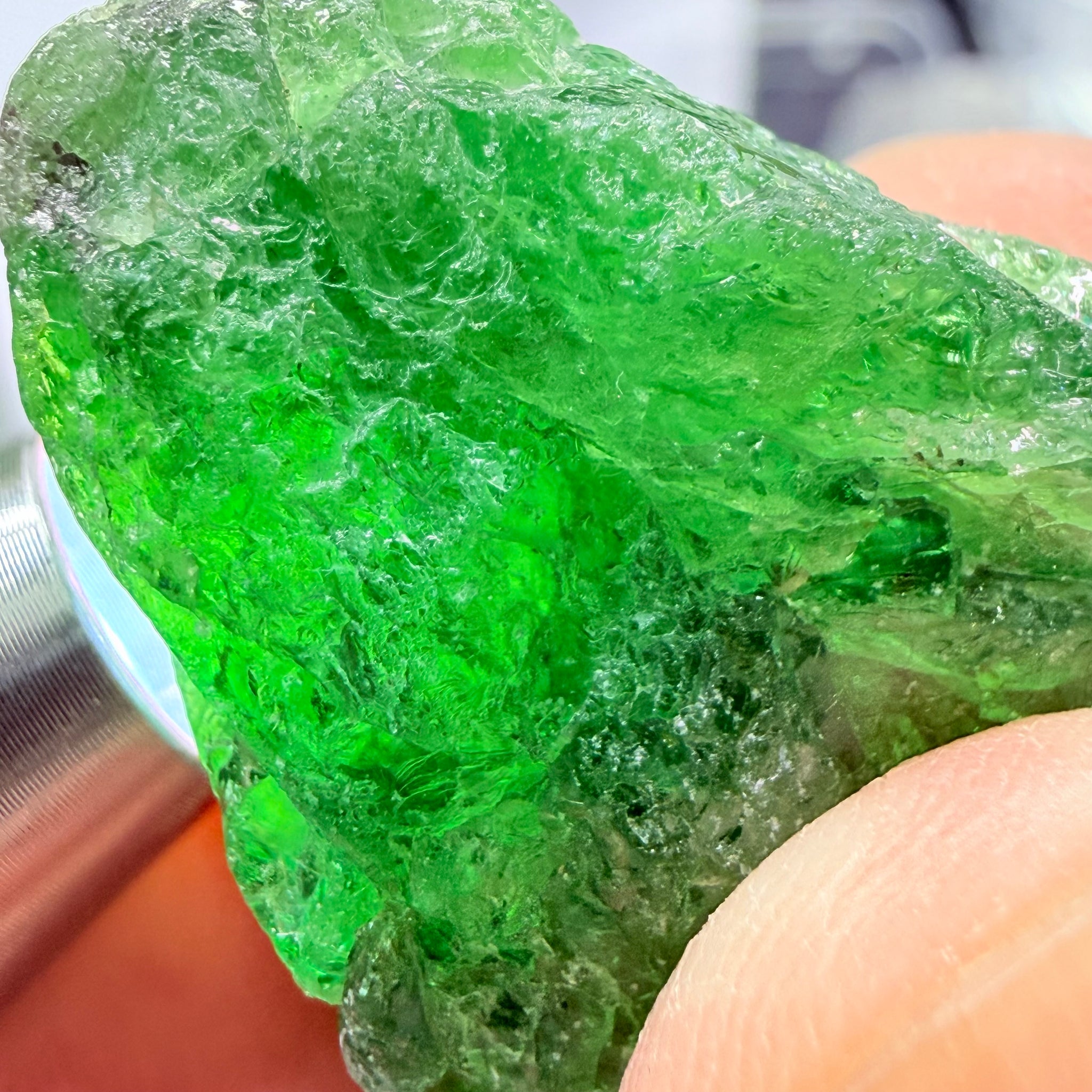 Tsavorite, Cab Grade with Gemmy Portions, 73.01ct, Merelani, Tanzania, Untreated Unheated