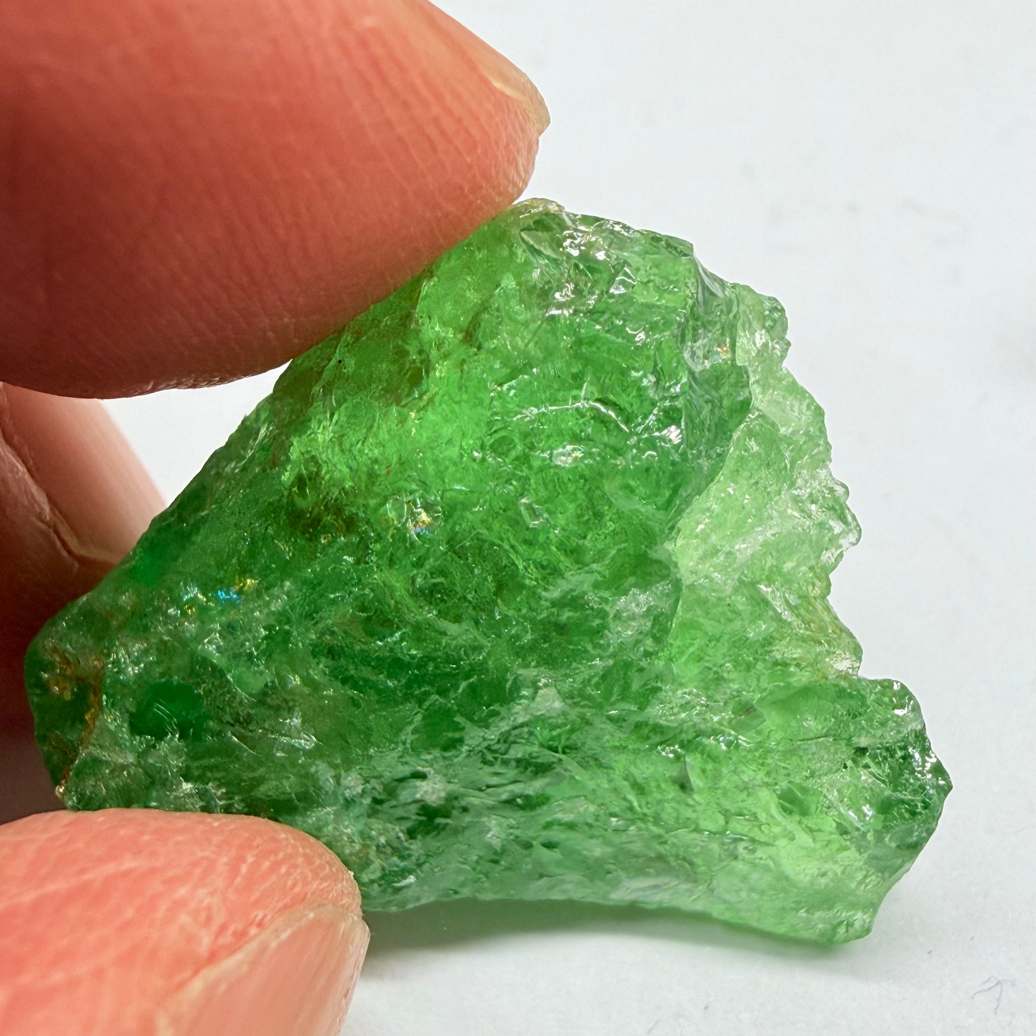 Tsavorite, Cab Grade with Gemmy Portions, 48.92ct, Merelani, Tanzania, Untreated Unheated, if you want to facet then you will have to cobb it into small pieces