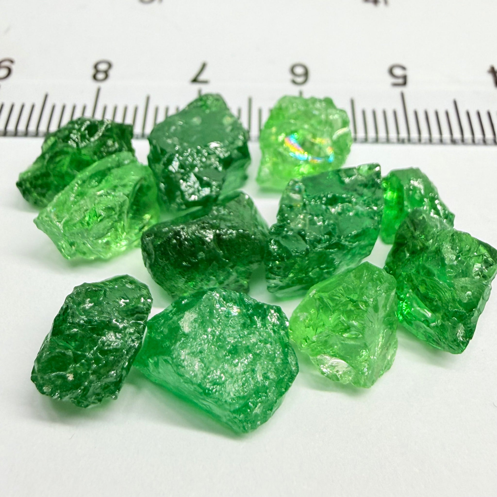 Tsavorite Lot, 44.07ct, Tanzania, Untreated Unheated, veils and large cracks, 1.61ct-6.36ct