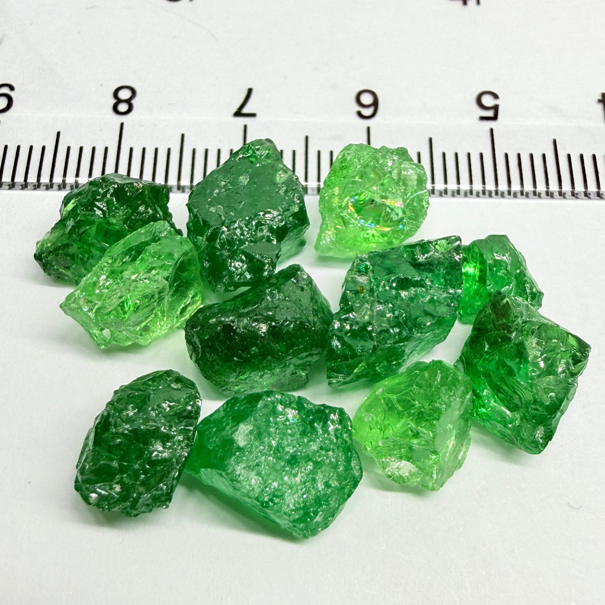 Tsavorite Lot, 44.07ct, Tanzania, Untreated Unheated, veils and large cracks, 1.61ct-6.36ct