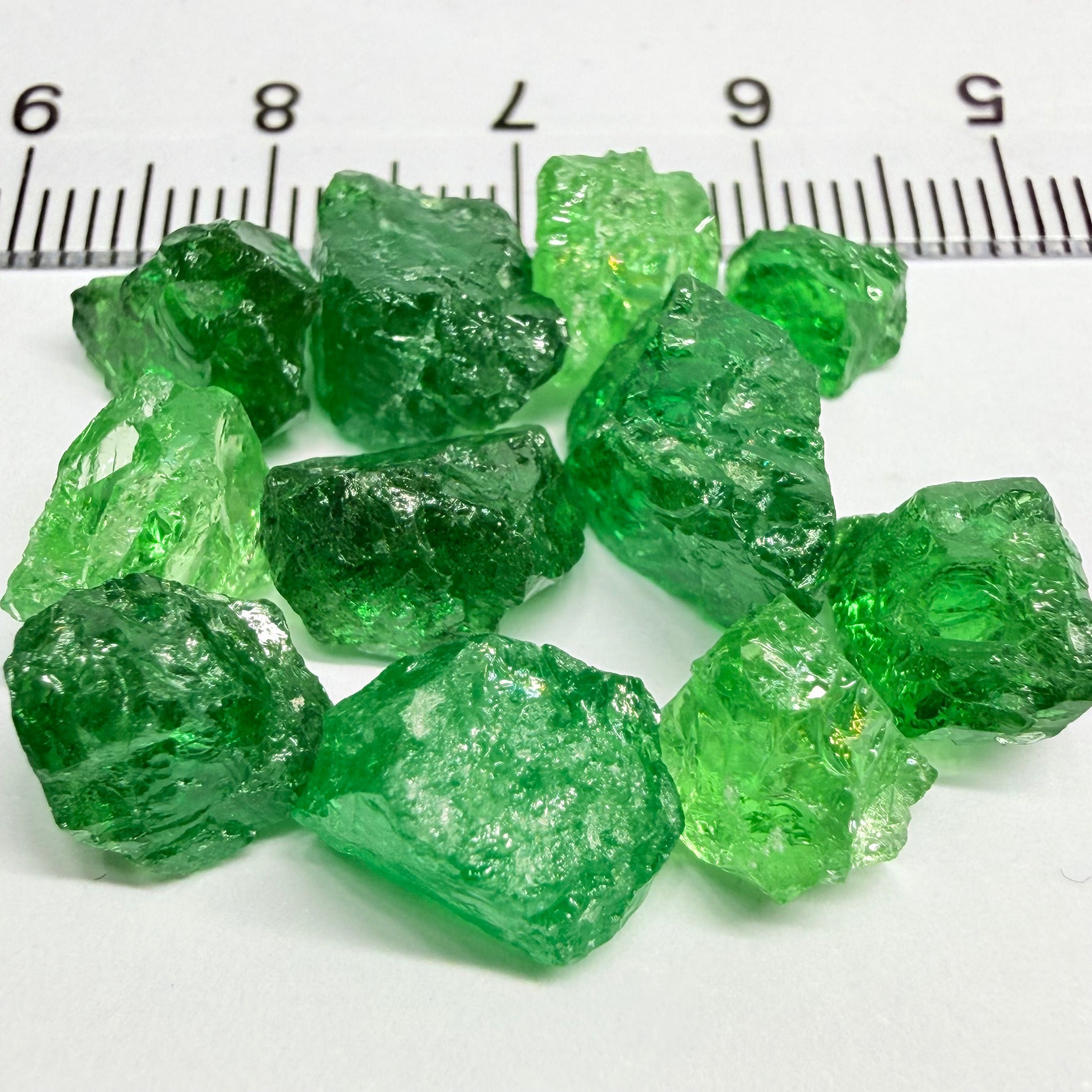 Tsavorite Lot, 44.07ct, Tanzania, Untreated Unheated, veils and large cracks, 1.61ct-6.36ct