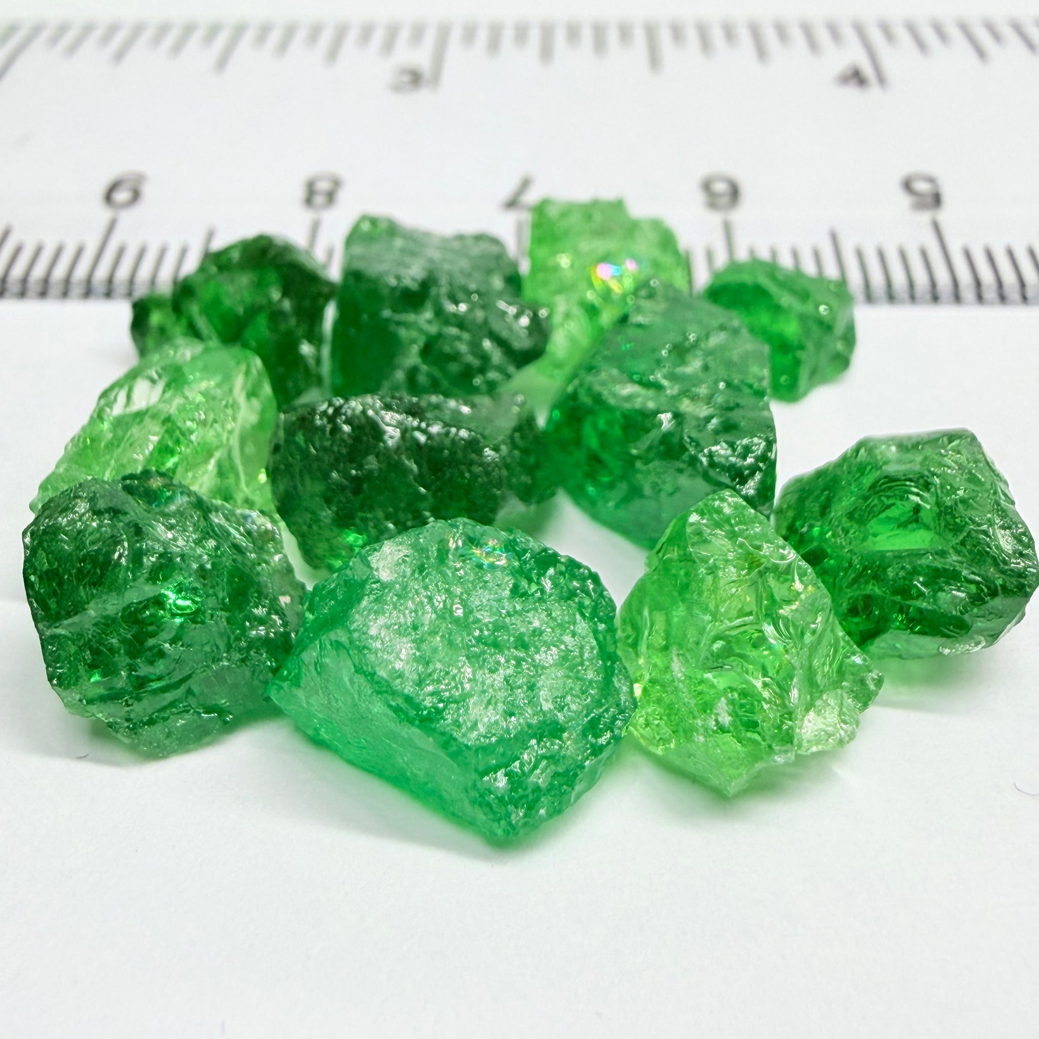 Tsavorite Lot, 44.07ct, Tanzania, Untreated Unheated, veils and large cracks, 1.61ct-6.36ct
