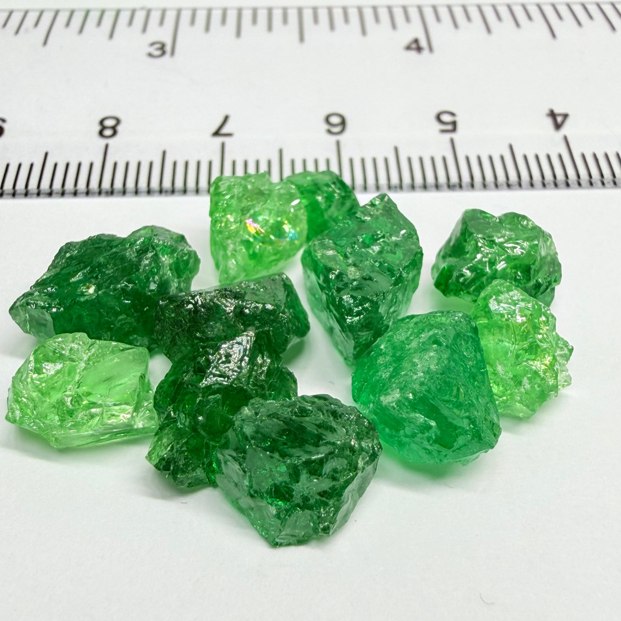 Tsavorite Lot, 44.07ct, Tanzania, Untreated Unheated, veils and large cracks, 1.61ct-6.36ct