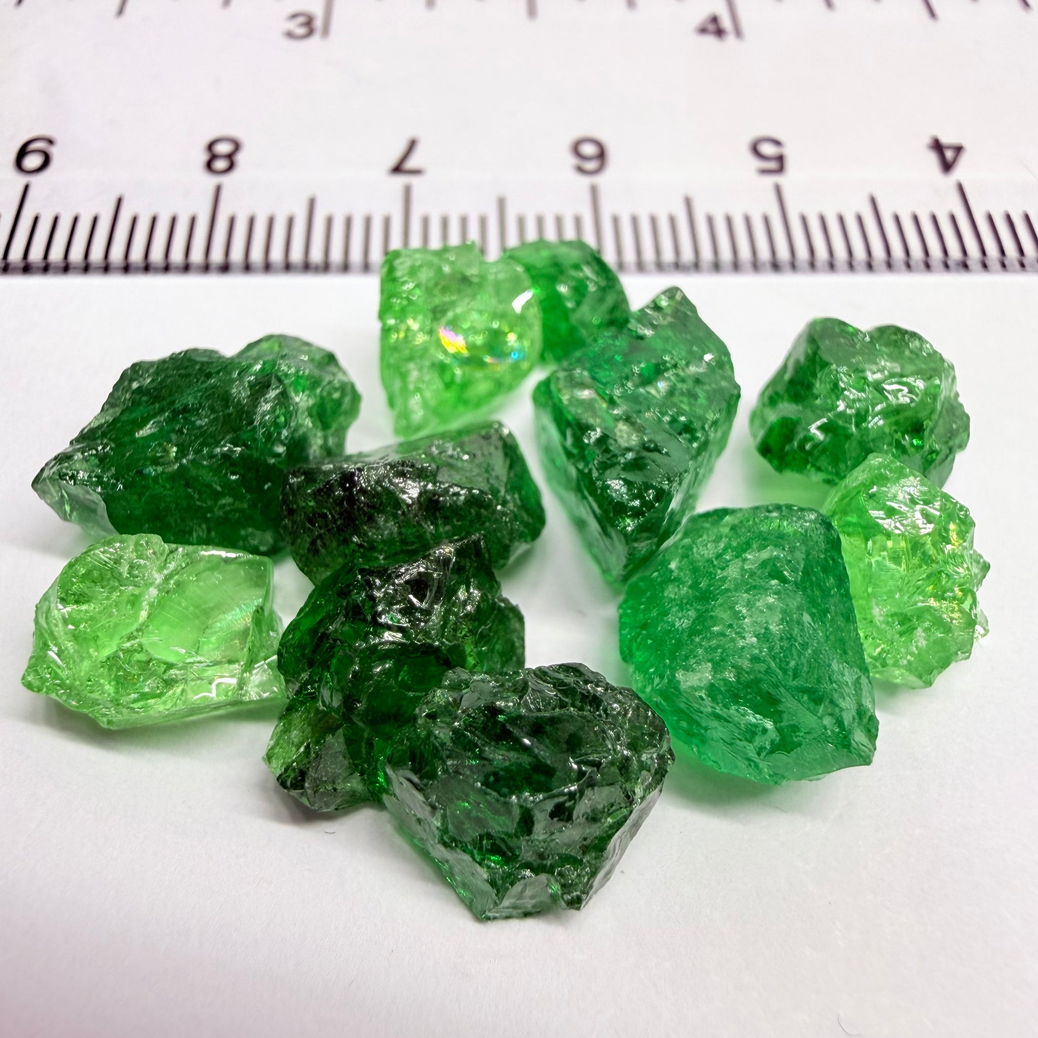Tsavorite Lot, 44.07ct, Tanzania, Untreated Unheated, veils and large cracks, 1.61ct-6.36ct