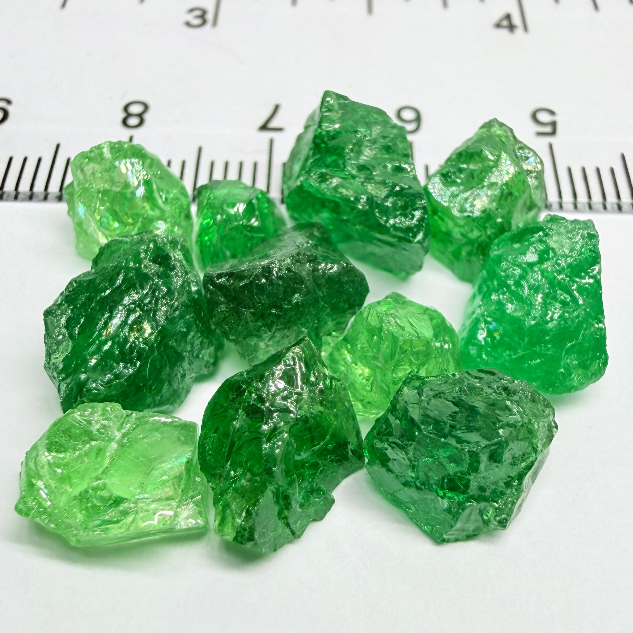 Tsavorite Lot, 44.07ct, Tanzania, Untreated Unheated, veils and large cracks, 1.61ct-6.36ct