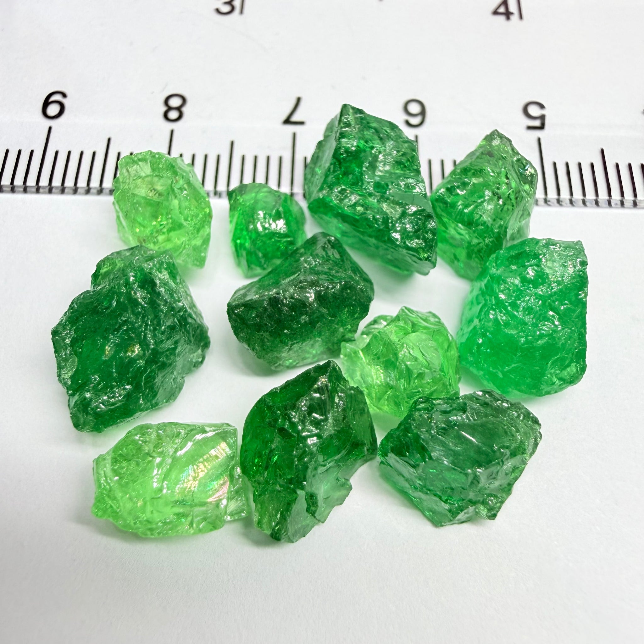 Tsavorite Lot, 44.07ct, Tanzania, Untreated Unheated, veils and large cracks, 1.61ct-6.36ct