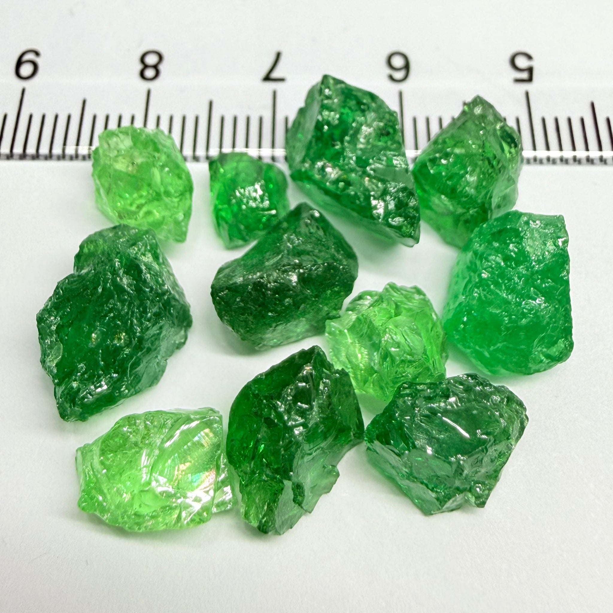 Tsavorite Lot, 44.07ct, Tanzania, Untreated Unheated, veils and large cracks, 1.61ct-6.36ct