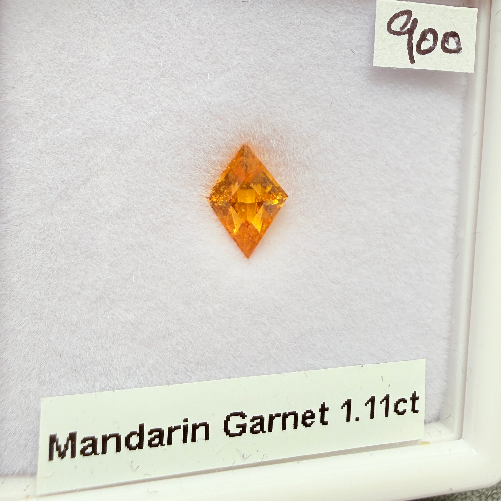 Mandarin Spessartite Garnet, 1.11ct, Loliondo, Tanzania, Untreated Unheated, fancy kite cut