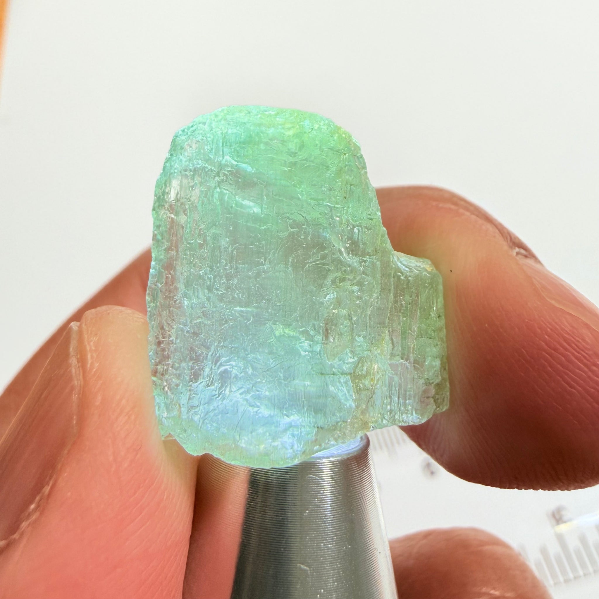 Aquamarine, 23.95ct, Songea, Tanzania, Untreated Unheated, vvs with very slight milk, see backlit with torch underneath