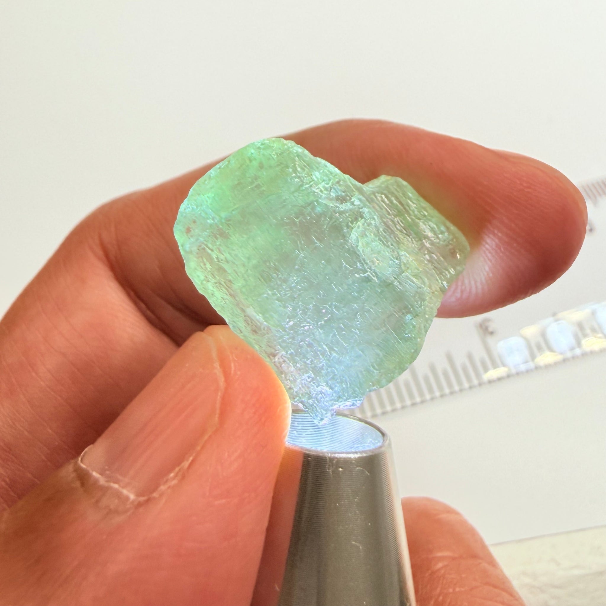 Aquamarine, 23.95ct, Songea, Tanzania, Untreated Unheated, vvs with very slight milk, see backlit with torch underneath
