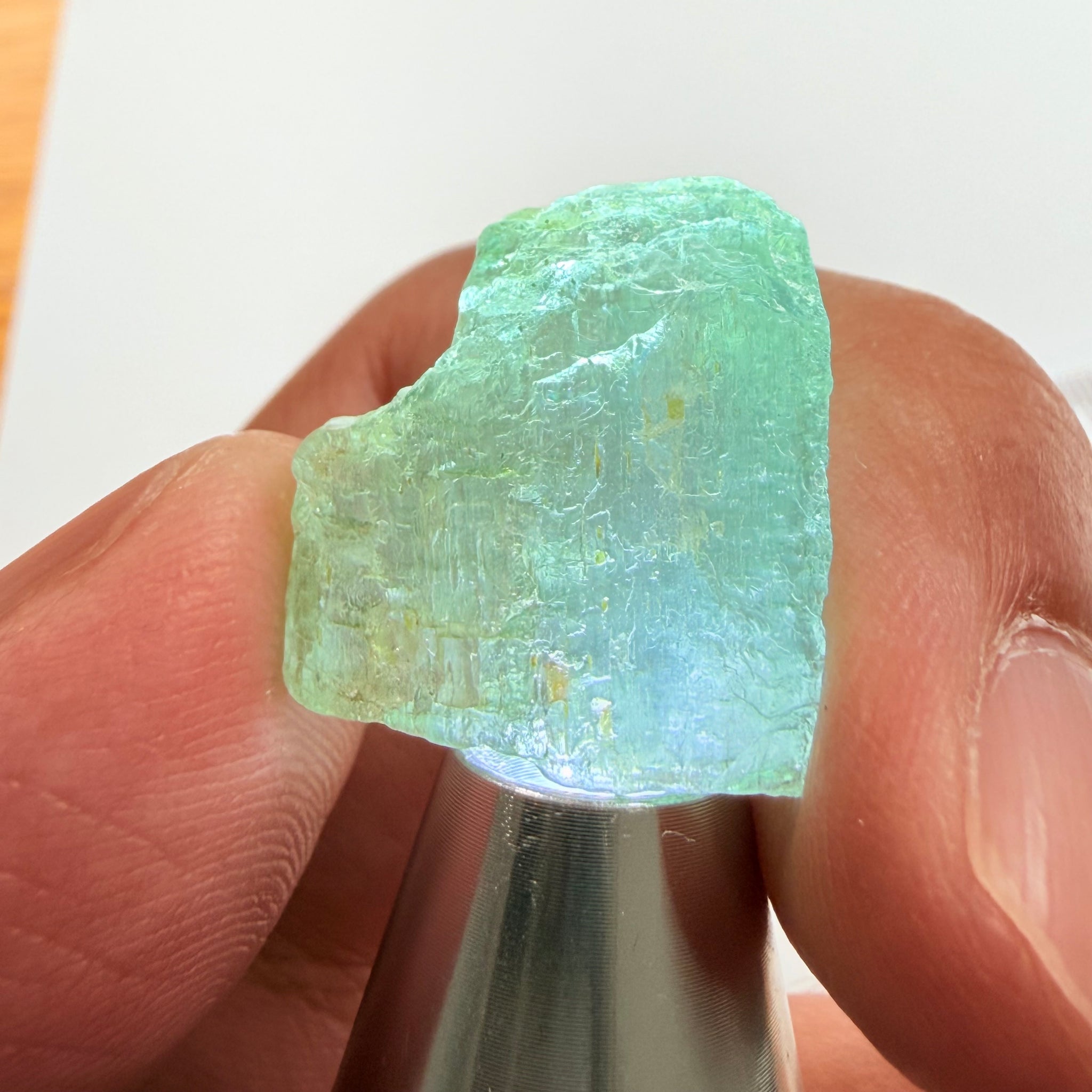 Aquamarine, 23.95ct, Songea, Tanzania, Untreated Unheated, vvs with very slight milk, see backlit with torch underneath