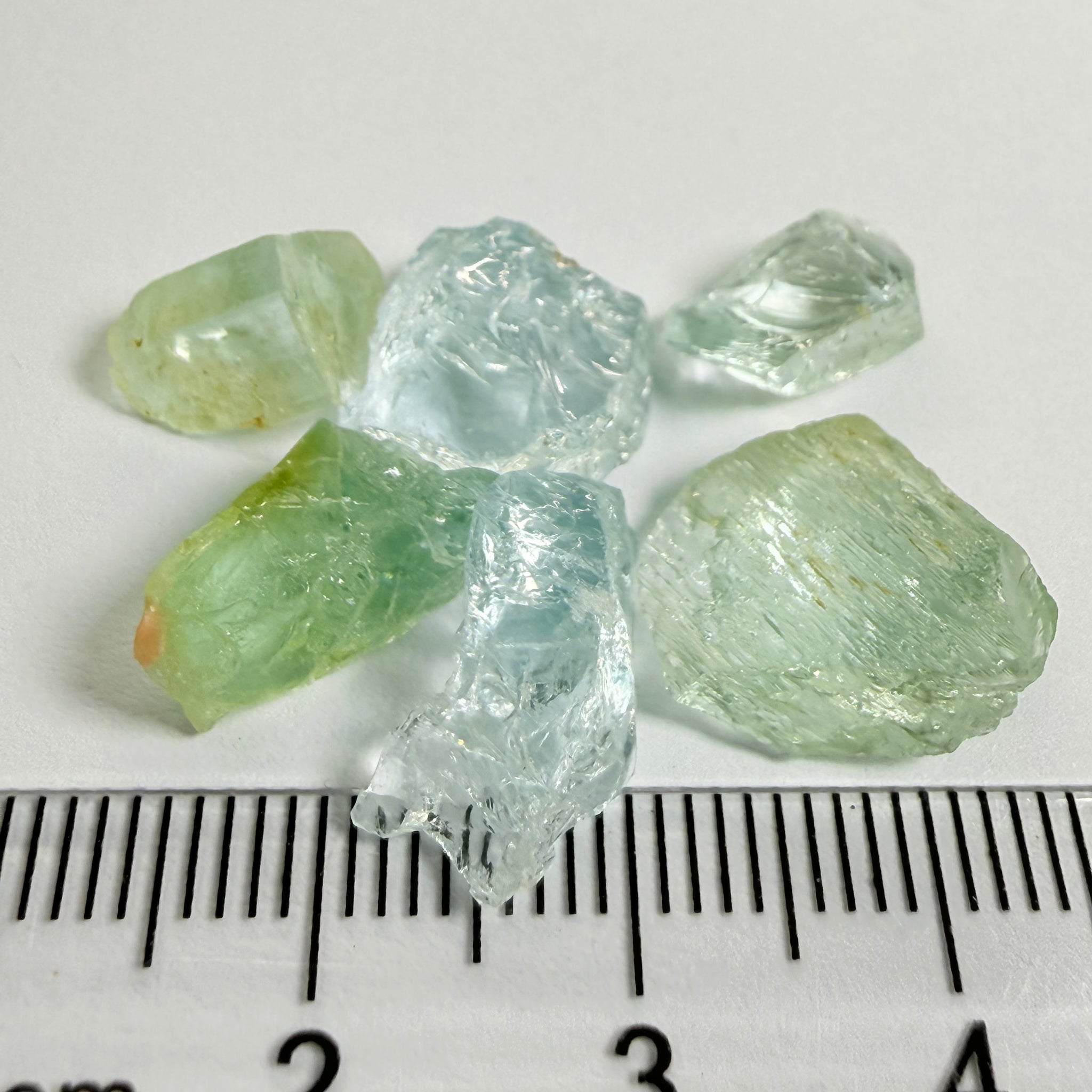 Aquamarine Lot, 25.05ct, Songea, Tanzania, Untreated Unheated, 2.29ct-5.82ct, slight to heavy inclusions, good for cabbing or setting as is into jewellery