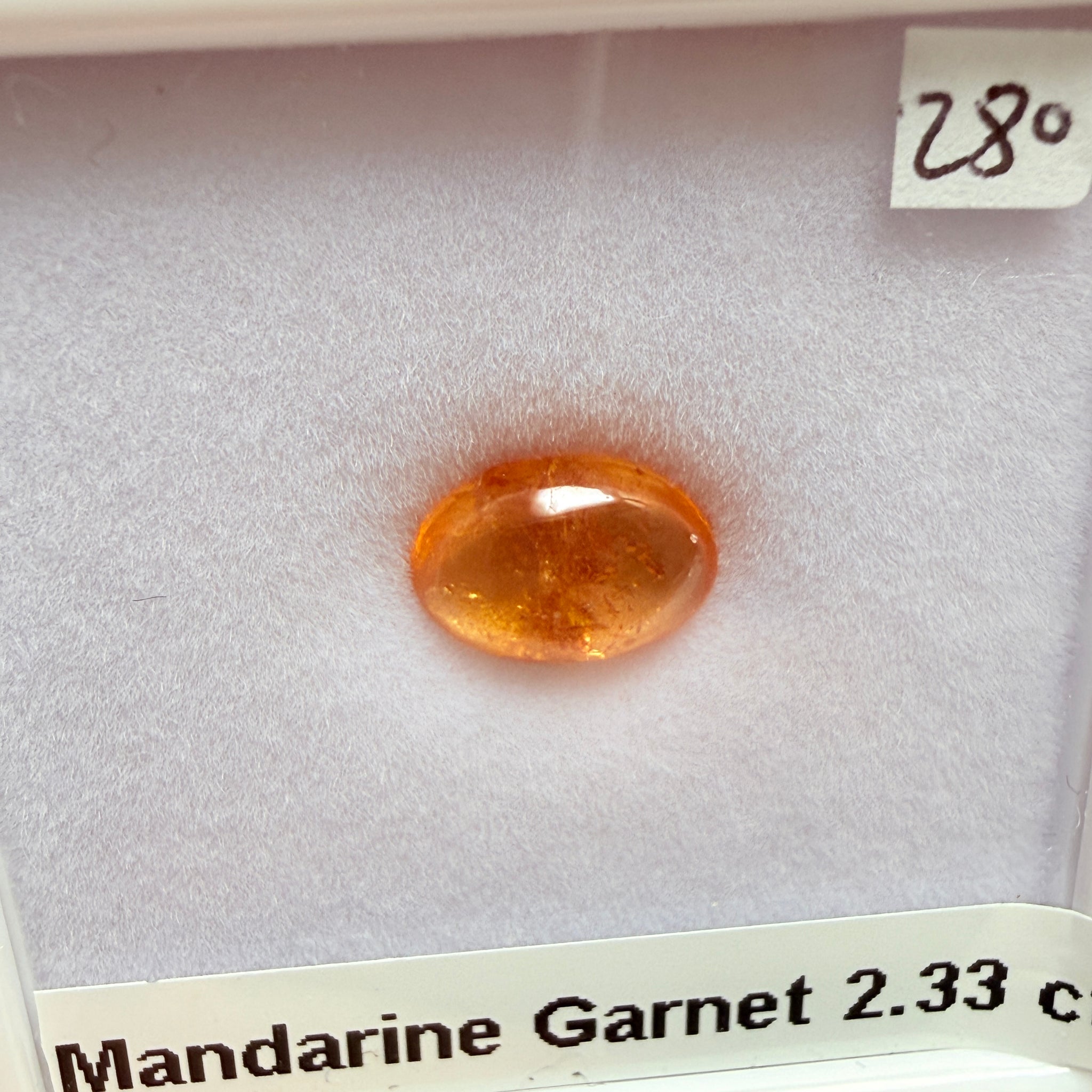 Mandarin Spessartite Cabochon, 2.33ct, Loliondo, Tanzania, Untreated Unheated