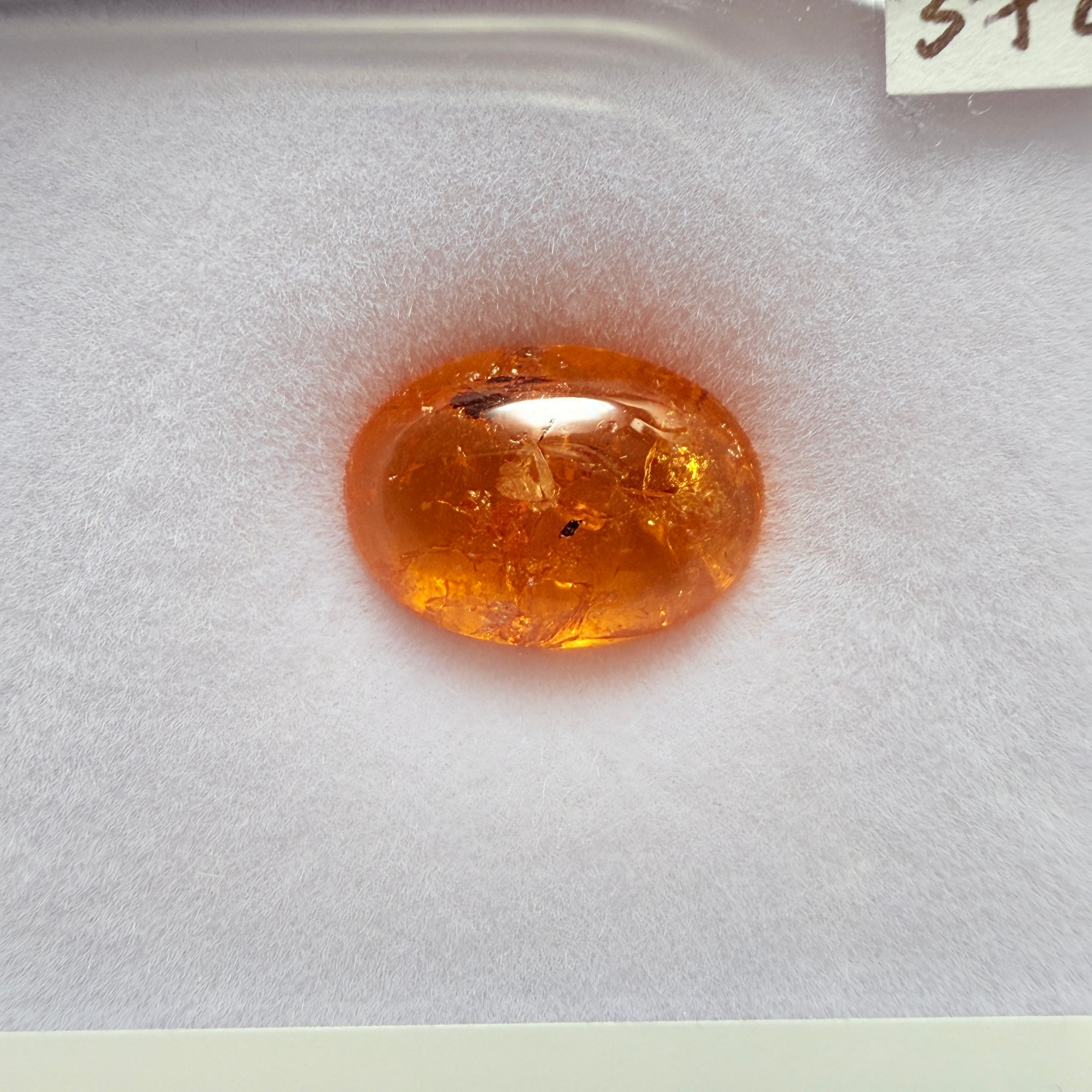 Mandarin Spessartite Cabochon, 5.63ct, Loliondo, Tanzania, Untreated Unheated