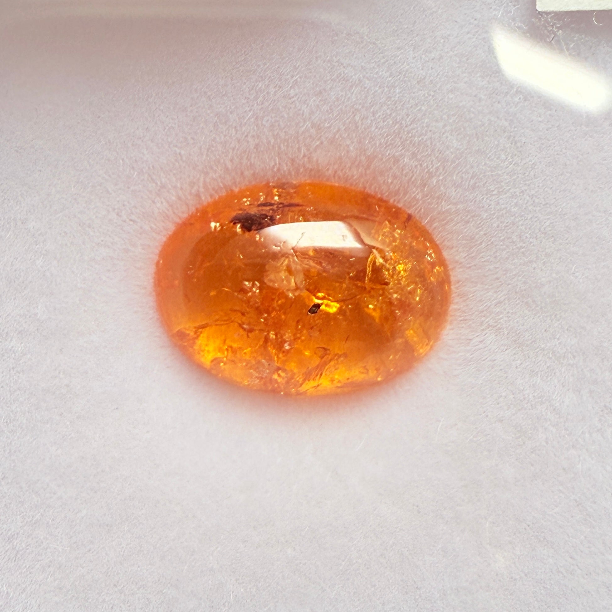 Mandarin Spessartite Cabochon, 5.63ct, Loliondo, Tanzania, Untreated Unheated