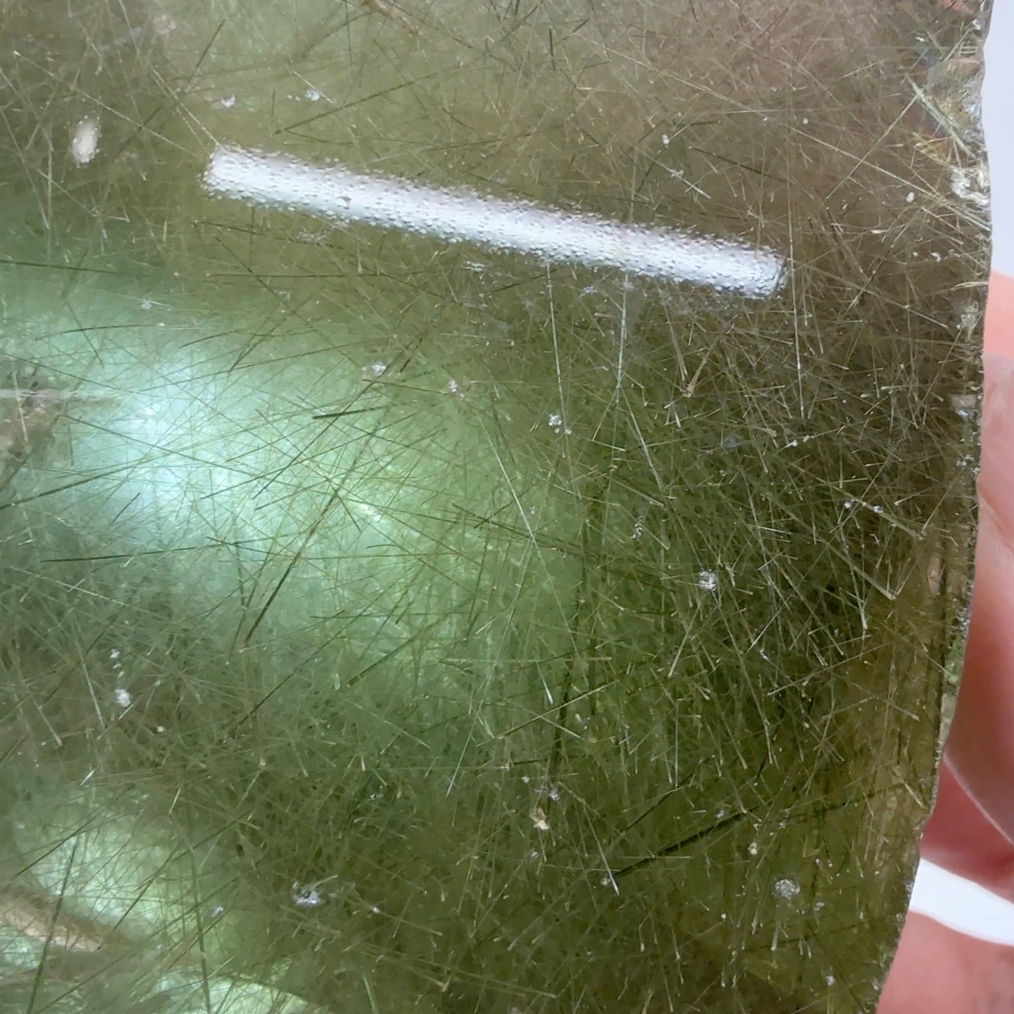 Very Rare, Green and Brown, Rutilated Quartz, 1618ct / 323.60gm, Tanzania, Untreated Unheated, very rare due to large size as well as both green and brown in the same stone, see videos, faceting and cabbing rough, 7.98 x 6.21 x 5.30cm