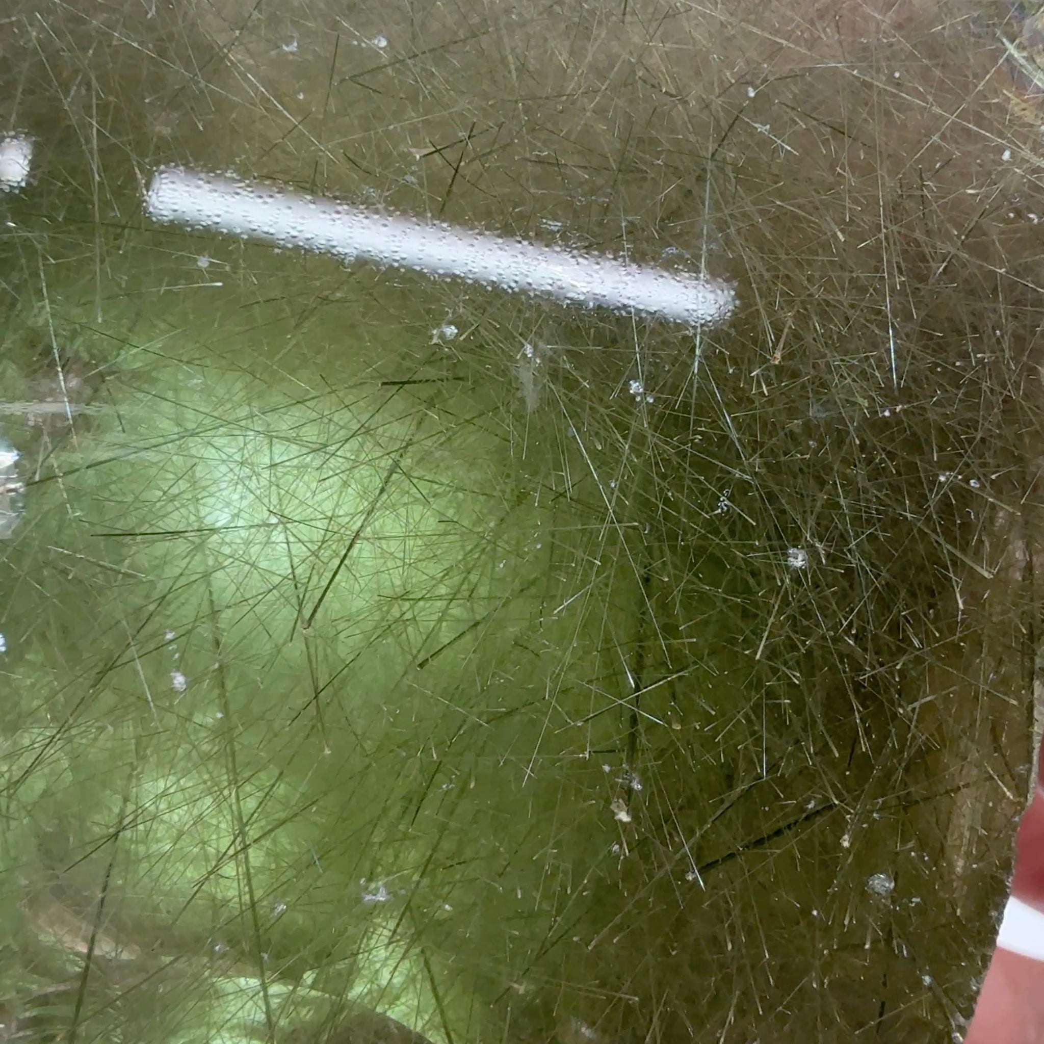 Very Rare, Green and Brown, Rutilated Quartz, 1618ct / 323.60gm, Tanzania, Untreated Unheated, very rare due to large size as well as both green and brown in the same stone, see videos, faceting and cabbing rough, 7.98 x 6.21 x 5.30cm